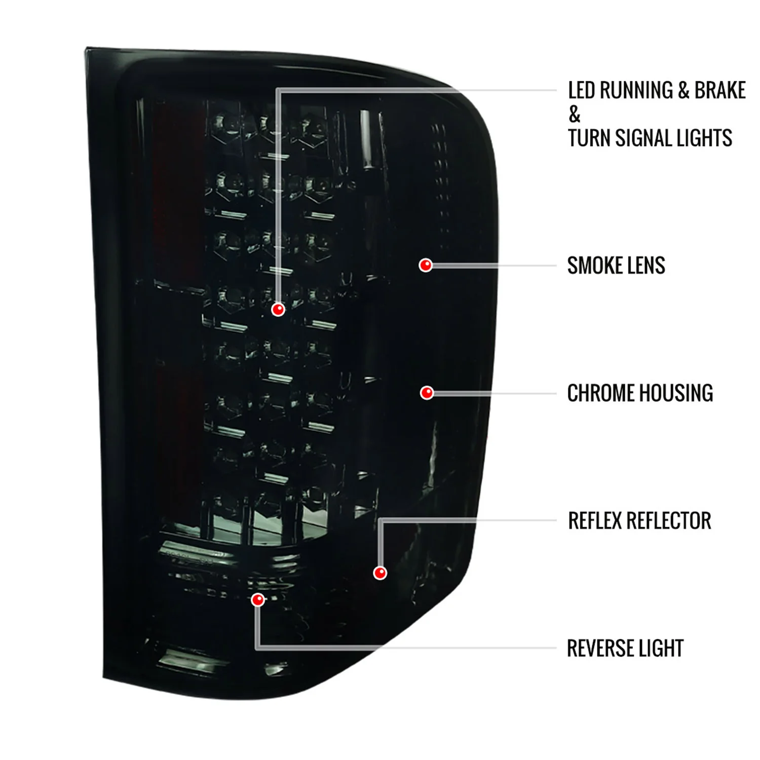 2007-2014 Chevy Silverado LED Tail Lights - OZ Chrome Housing/Smoke Lens - Image 9