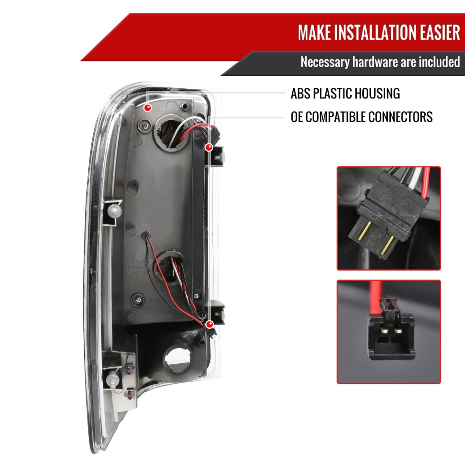 2007-2014 Chevy Silverado LED Tail Lights - OZ Matte Black/Clear Lens - Image 8