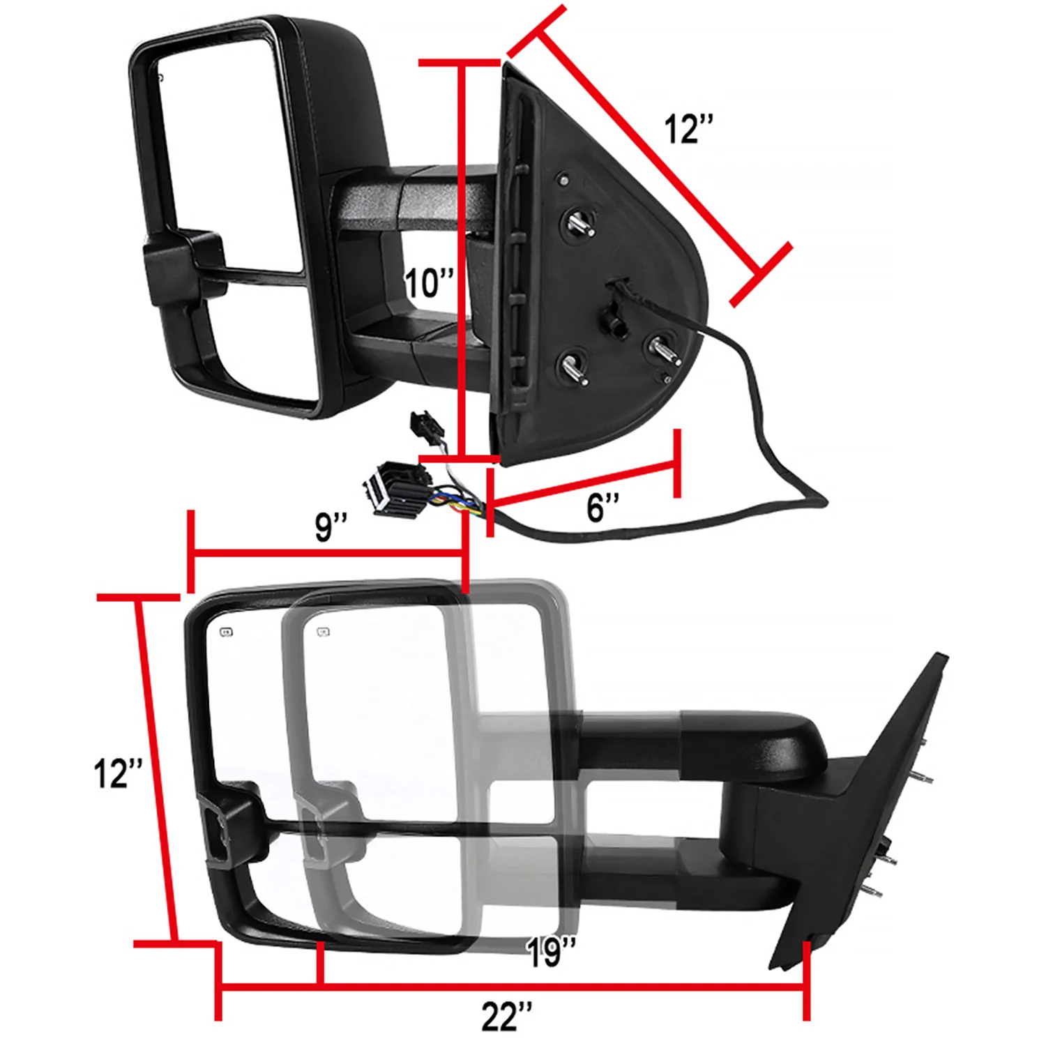 2007-2014 Chevy Silverado/Suburban/Sierra/Yukon/XL Heated Towing Mirrors Amber - Image 7