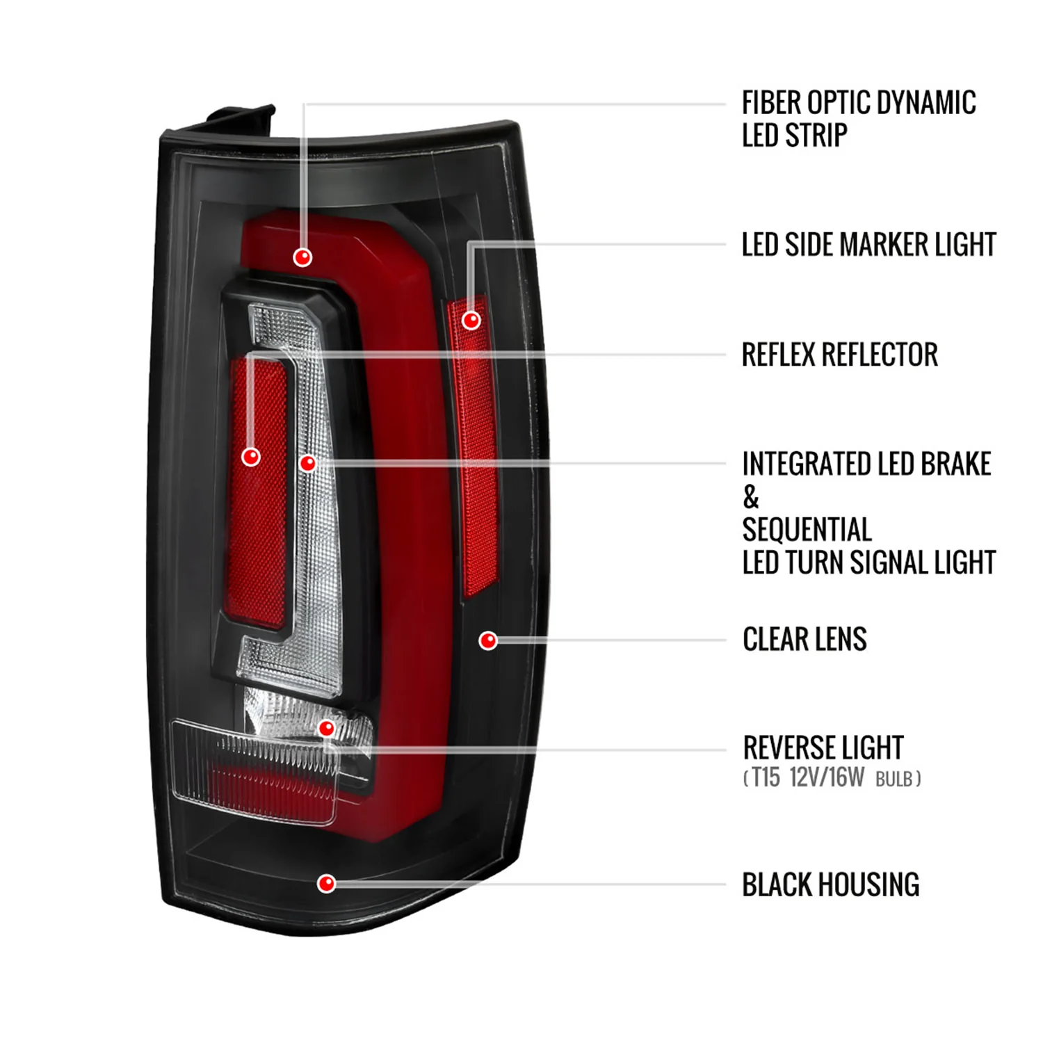 2007-2014 Chevy Tahoe/Suburban /GMC Yukon Red LED Turn Signal Tail Lights - Image 9