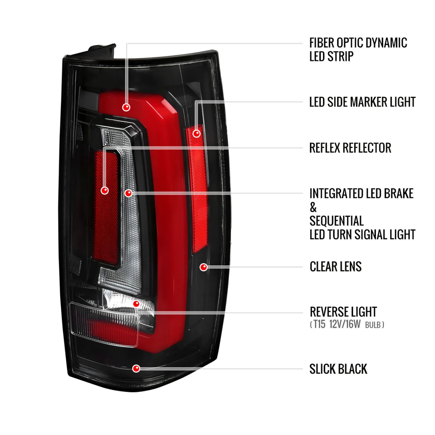 2007-2014 Chevy Tahoe/Suburban/Yukon/Denali LED Signal Tail Lights Jet Black - Image 9