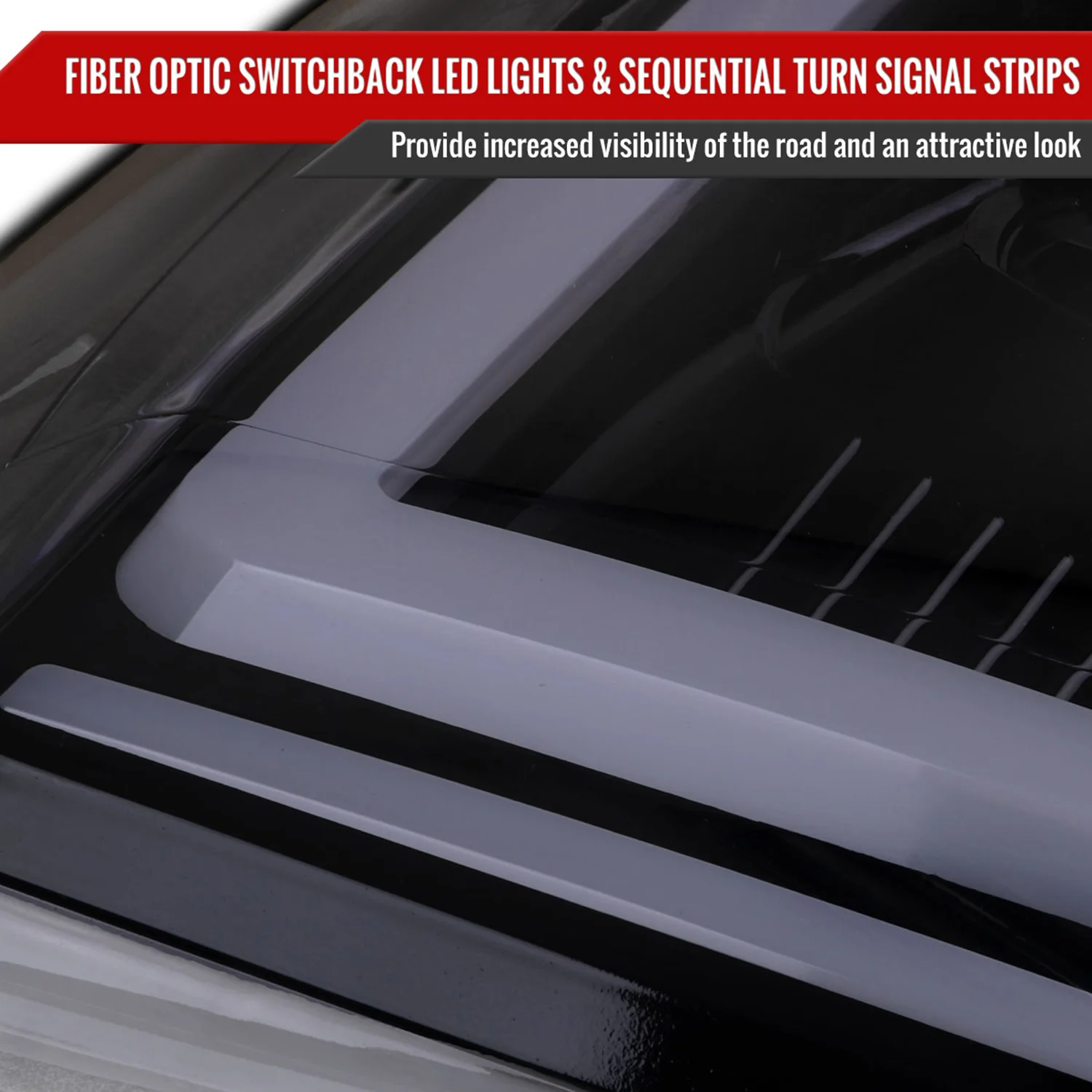 2007-2014 GMC Yukon/XL 1500/XL 2500 LED Turn Signal Projector Headlights Smoke - Image 5