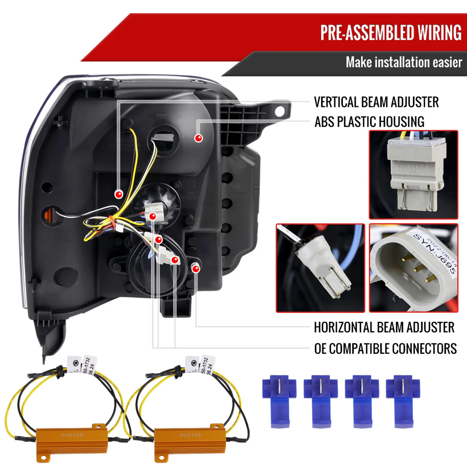 2007-2014 GMC Yukon/XL 1500/XL 2500 LED Turn Signal Projector Headlights Smoke - Image 7