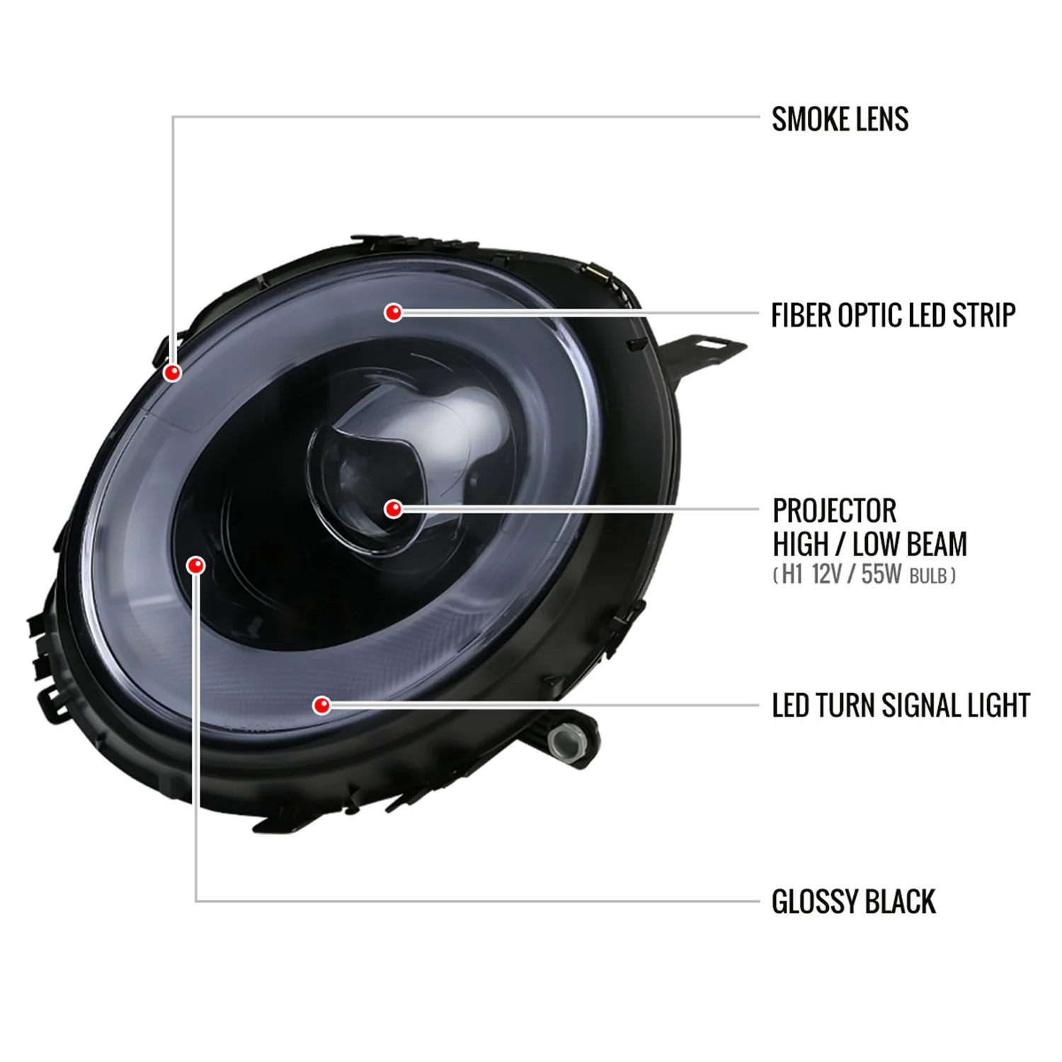 2007-2015 Mini Cooper R55 R56 R57 R58 R59 Headlights LED Signal Lights Black - Image 8
