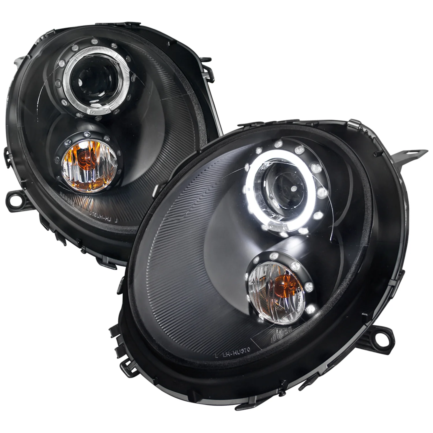 2007-2015 Mini Cooper R55 R56 R57 R58 R59 Single Halo Headlights Black