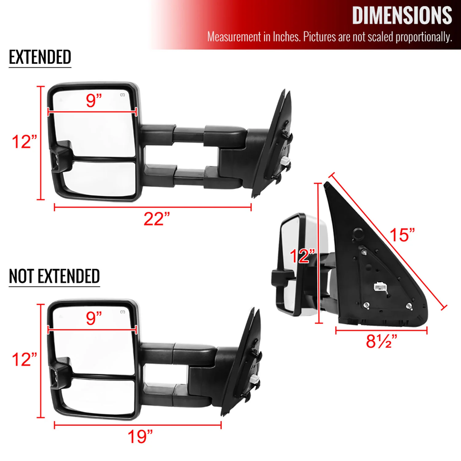 2007-2017 Toyota Tundra/ 08-2017 Sequoia Chrome Heated BSM Towing Mirrors Amber - Image 9