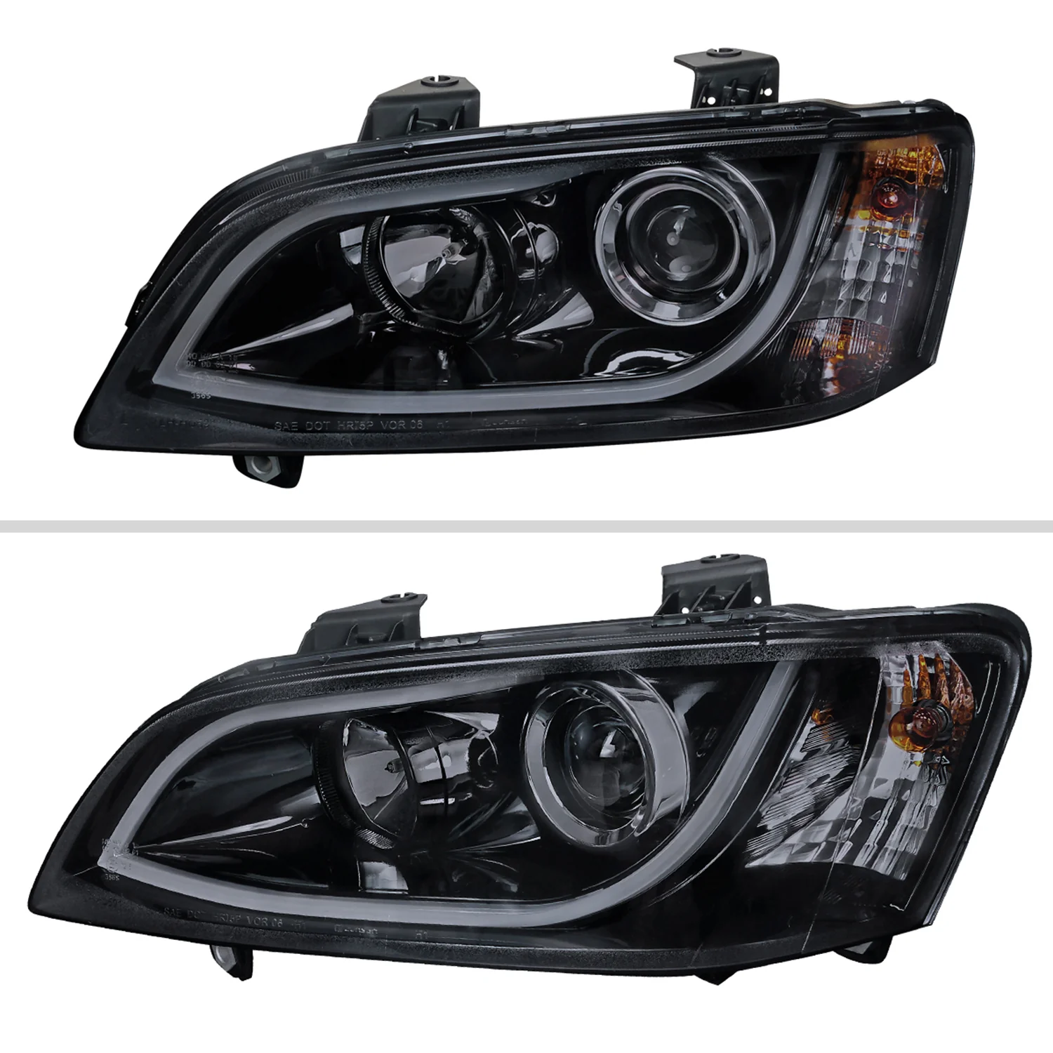 2008-2009 Pontiac G8 LED Bar Projector Headlights Glossy Black/Smoke Lens - Image 2