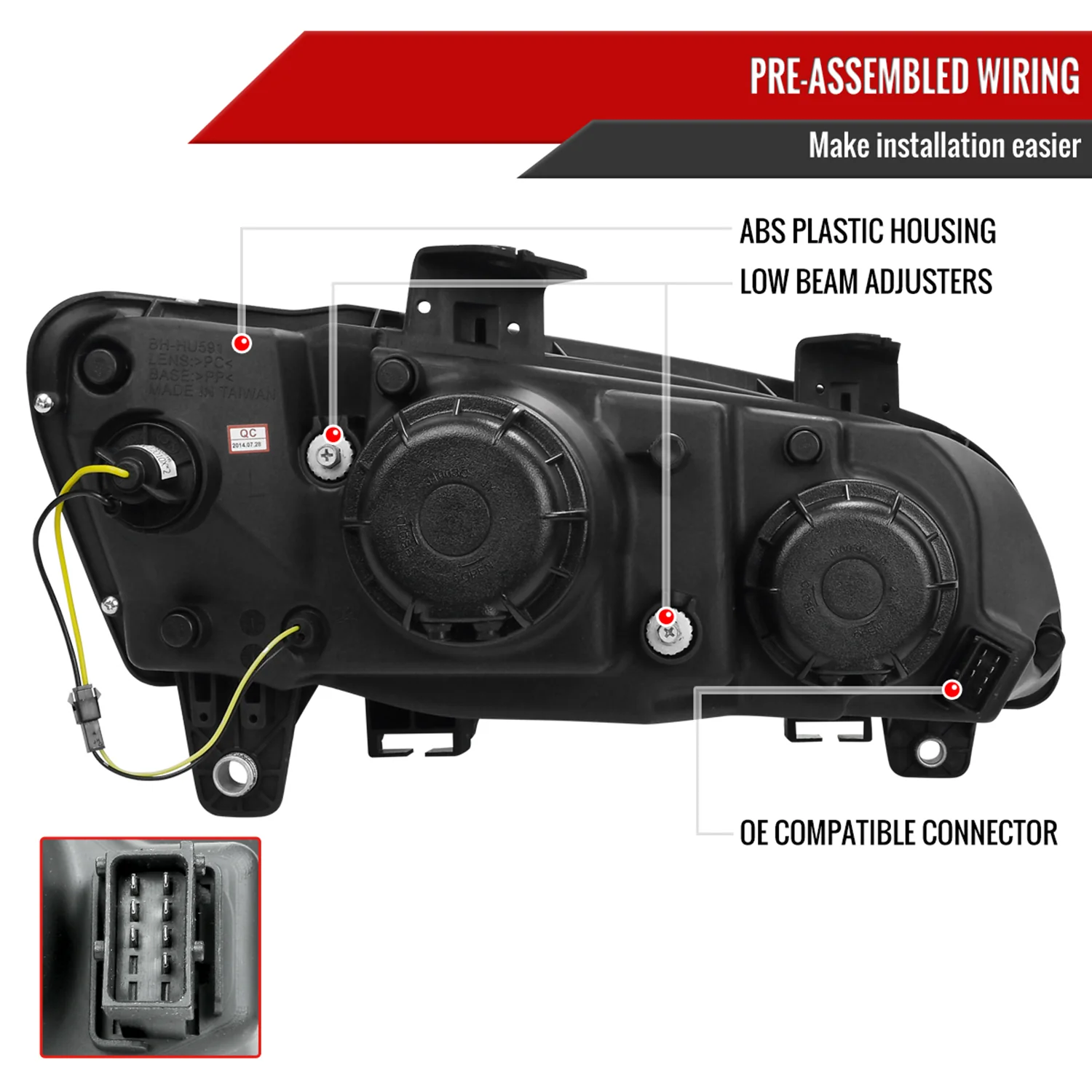 2008-2009 Pontiac G8 LED Bar Projector Headlights Matte Black/Clear Lens - Image 7