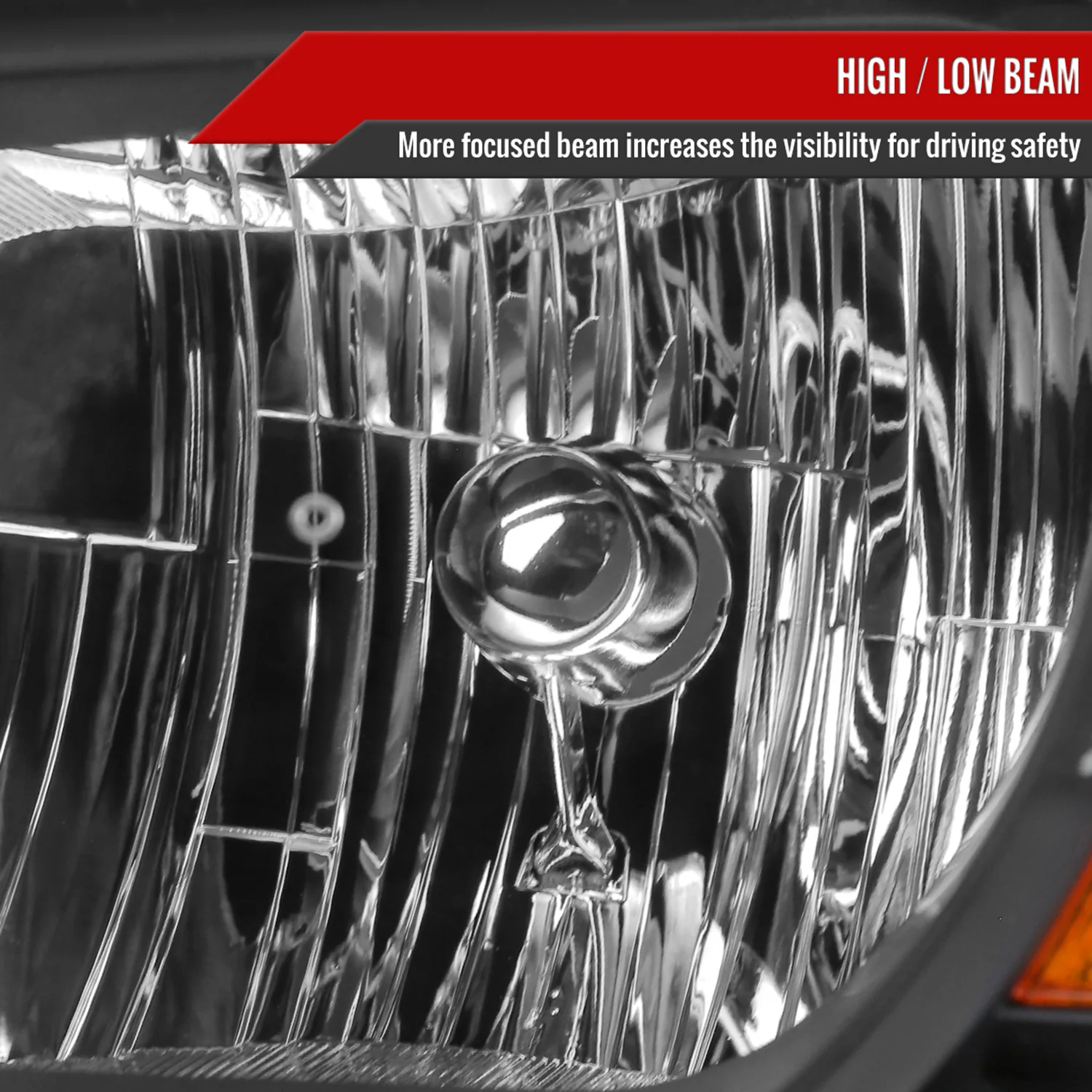 2008-2010 Dodge Grand Caravan Factory Crystal Headlights Amber Reflector Black - Image 3