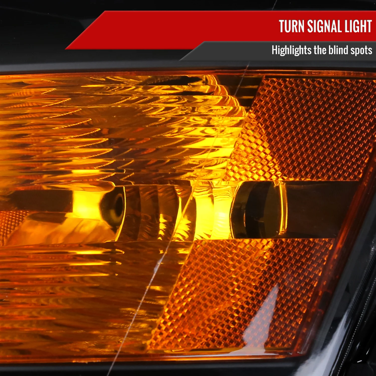 2008-2010 Dodge Grand Caravan Factory Crystal Headlights Amber Reflector Black - Image 4