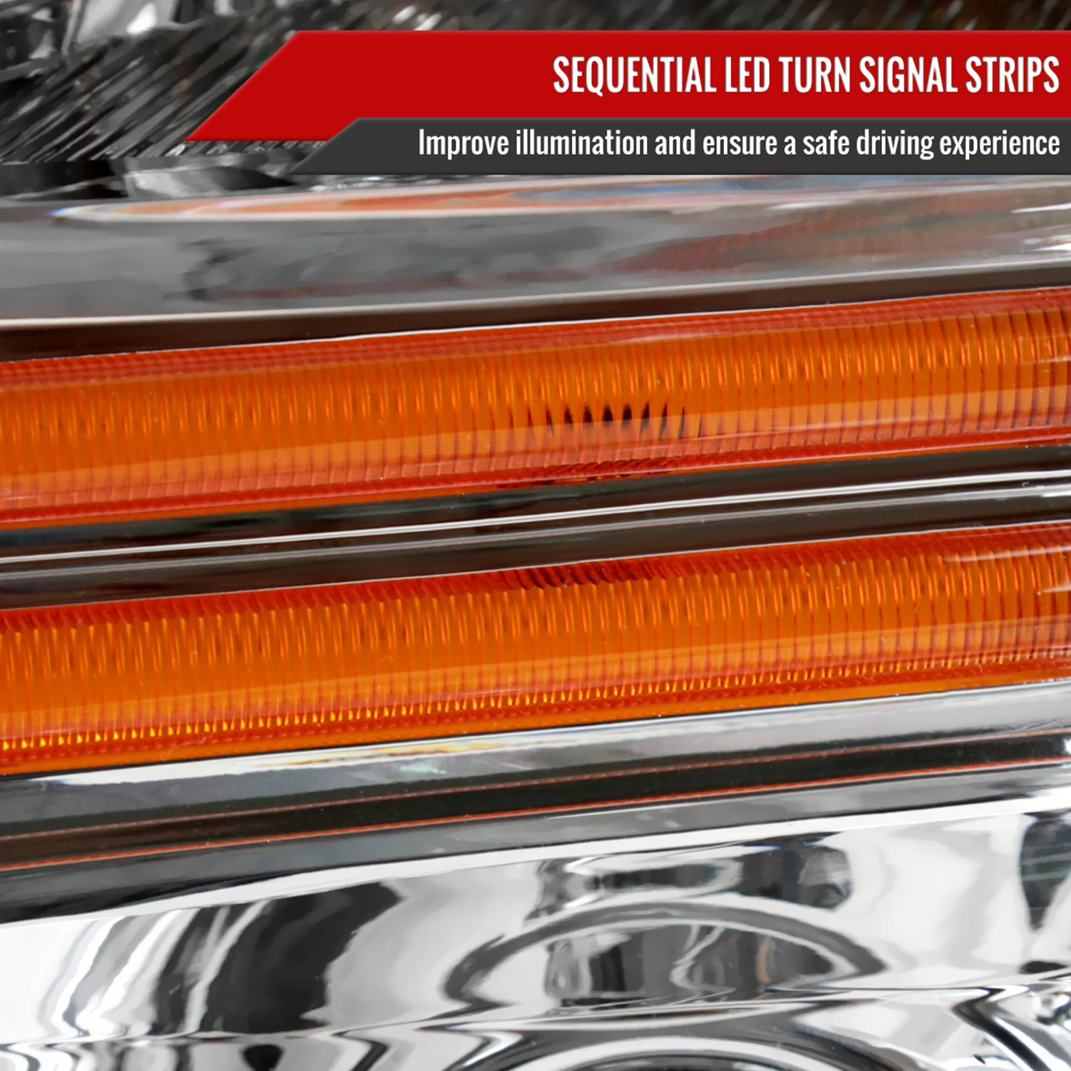 2008-2010 Ford F-250/350/450/550 Super Duty Headlights LED Signal Chrome - Image 5