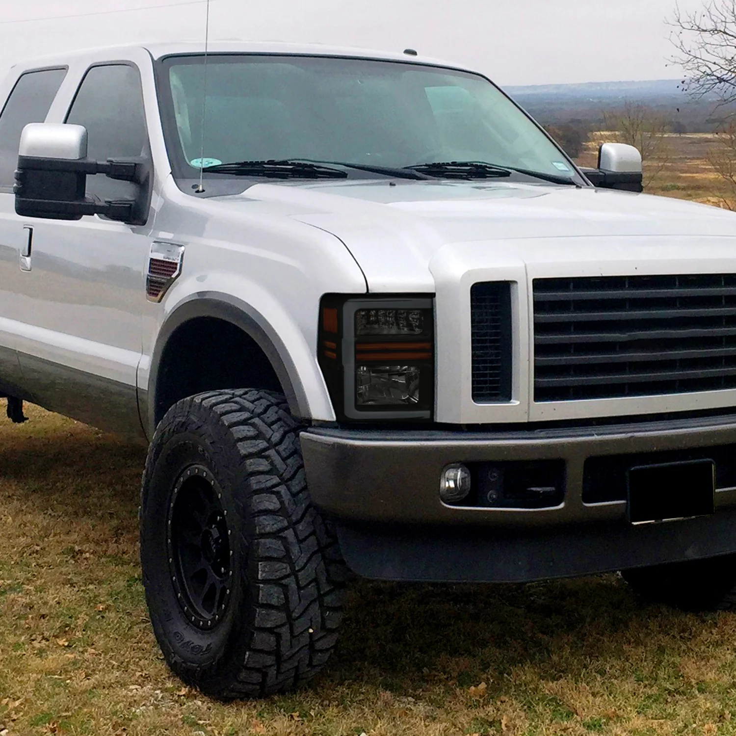 2008-2010 Ford F-250/350/450/550 SuperDuty LED Signal Factory Headlights Black - Image 10