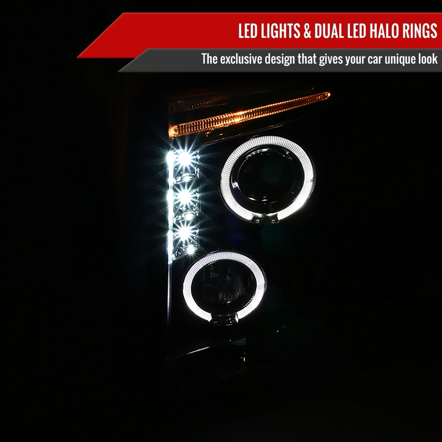 2008-2010 Ford F-250 F-350 F-450 Dual Halo Projector Headlights Matt Black - Image 2