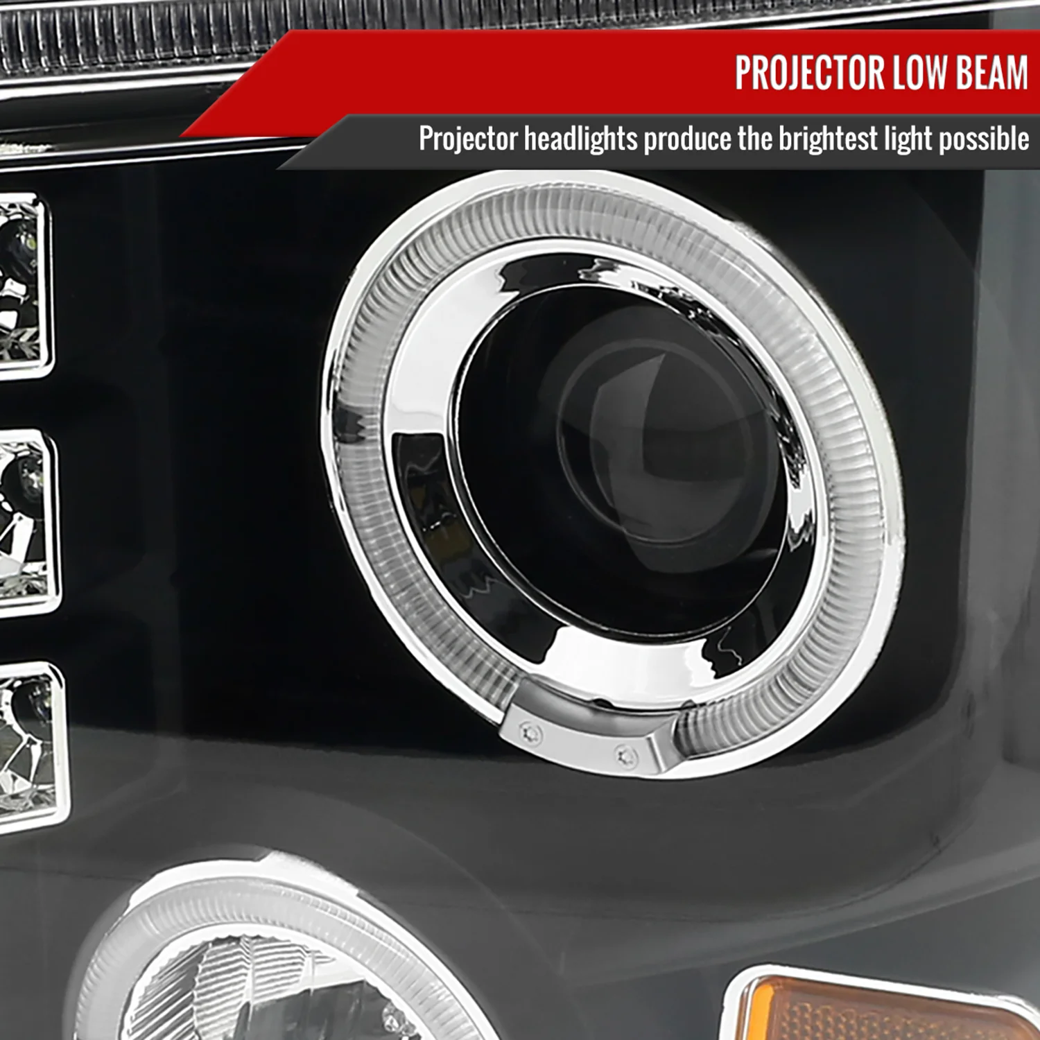 2008-2010 Ford F-250 F-350 F-450 Dual Halo Projector Headlights Matt Black - Image 3