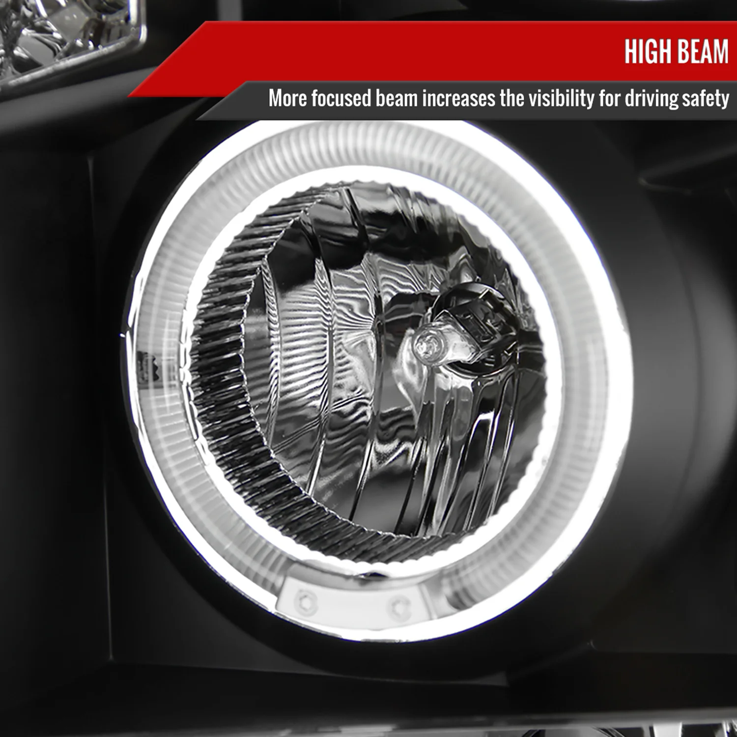 2008-2010 Ford F-250 F-350 F-450 Dual Halo Projector Headlights Matt Black - Image 4