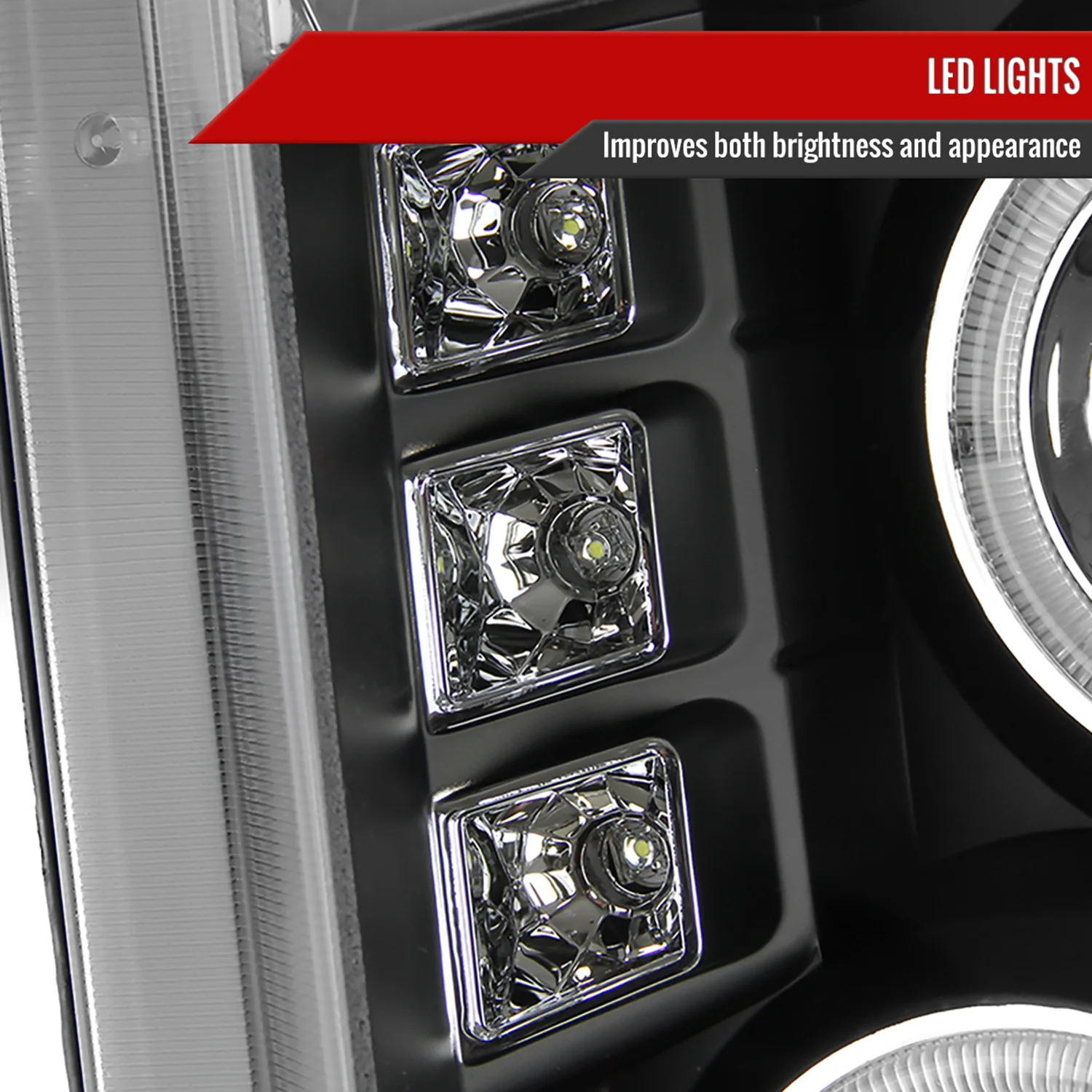 2008-2010 Ford F-250 F-350 F-450 Dual Halo Projector Headlights Matt Black - Image 6