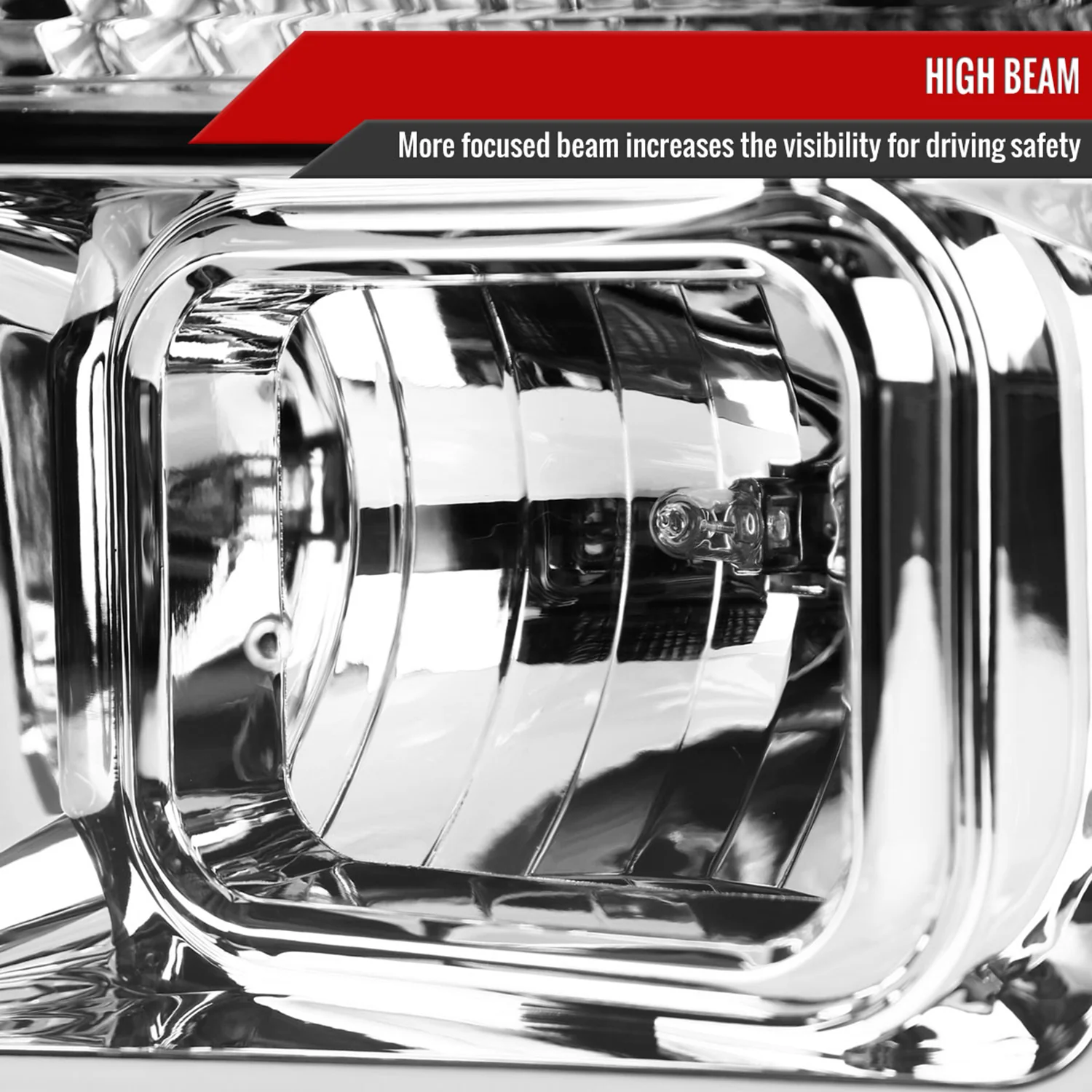 2008-2010 Ford F-250 F-350 F-450 LED C-Bar Projector Headlight Chrome/Clear - Image 4