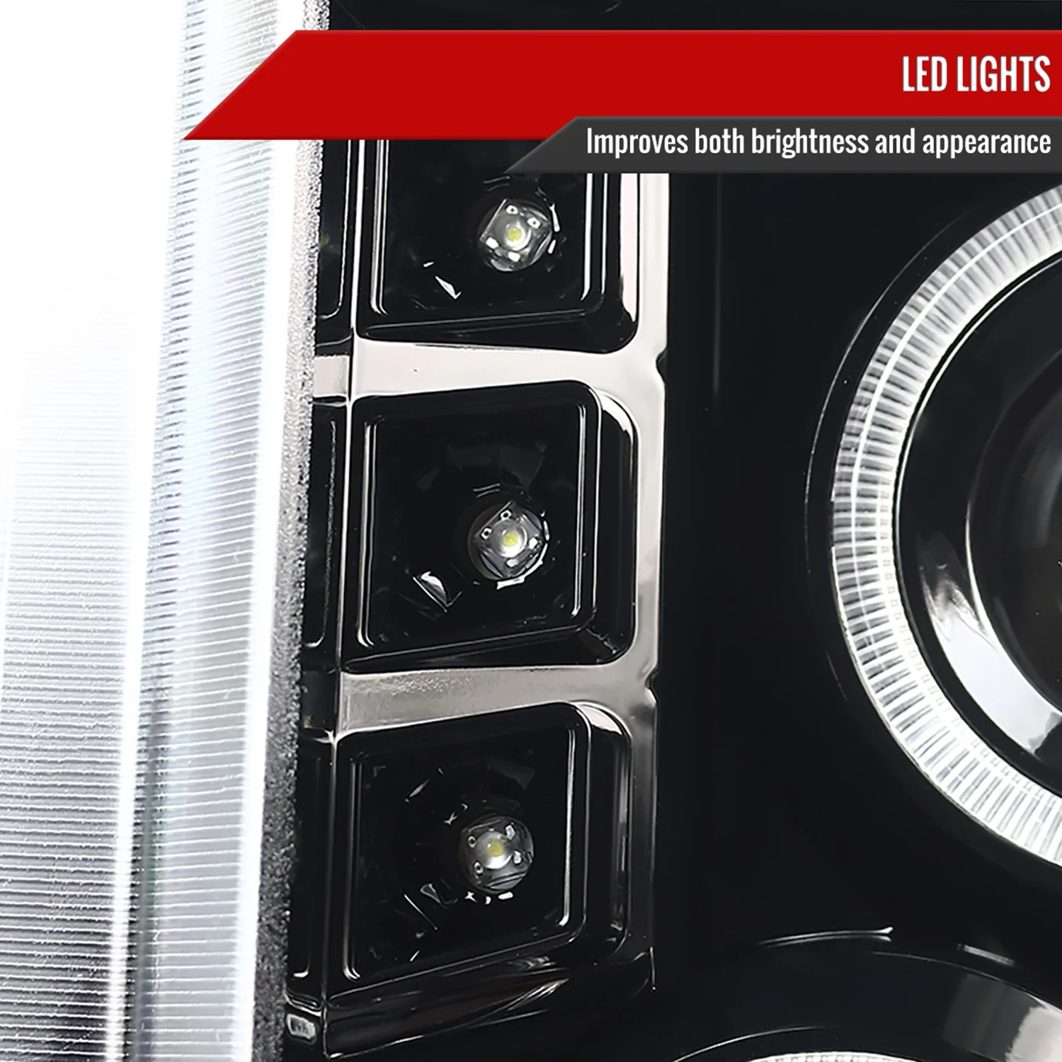 2008-2010 Ford F-250 F-350 F-450 SMD Dual Halo Projector Headlights Jet Black - Image 6