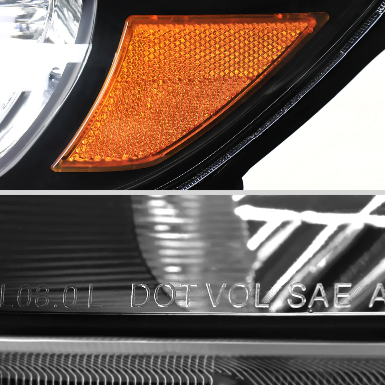 2008-2010 Toyota Highlander Factory Halogen Replacement Headlights Matt Black - Image 6
