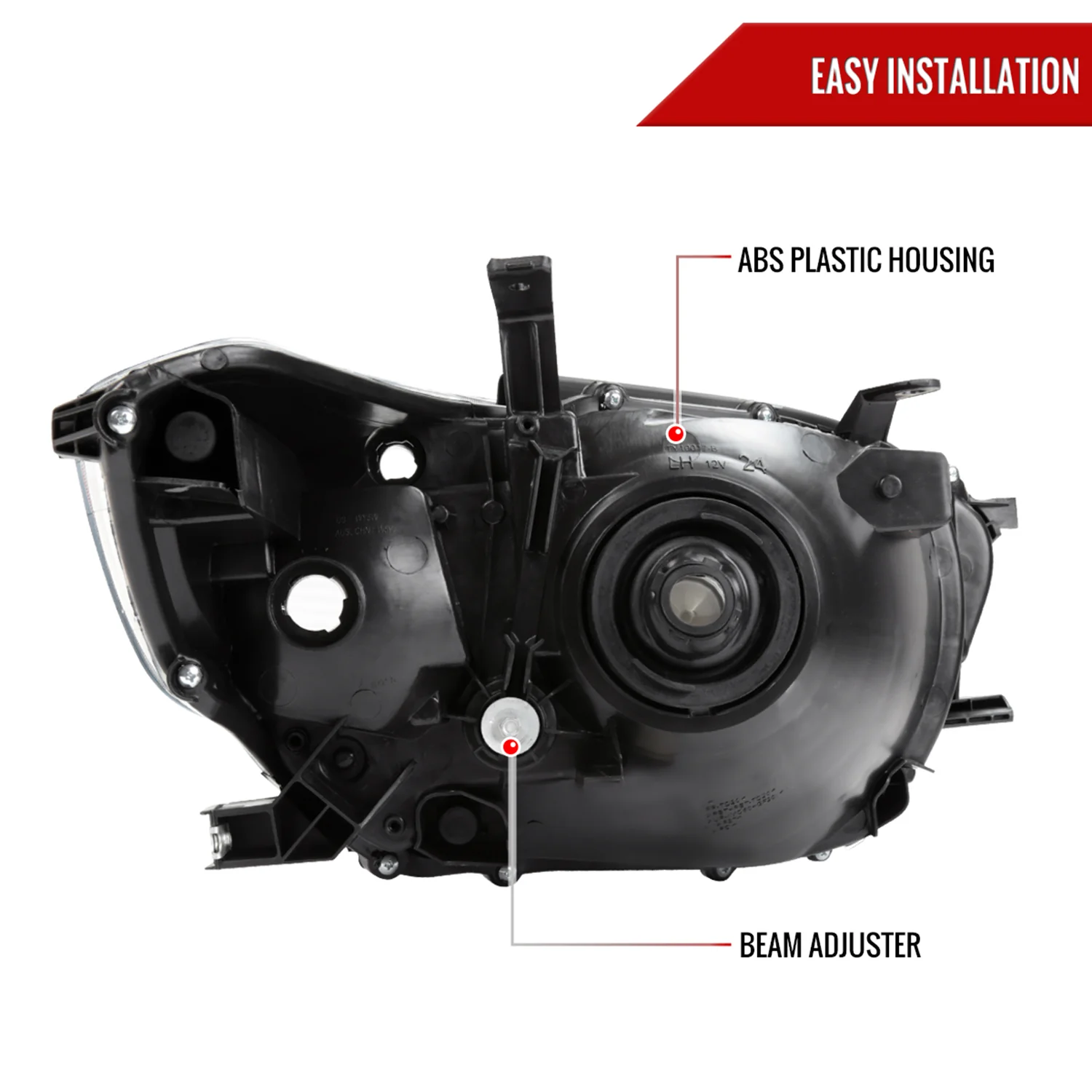 2008-2010 Toyota Highlander Factory Halogen Replacement Headlights Matt Black - Image 7
