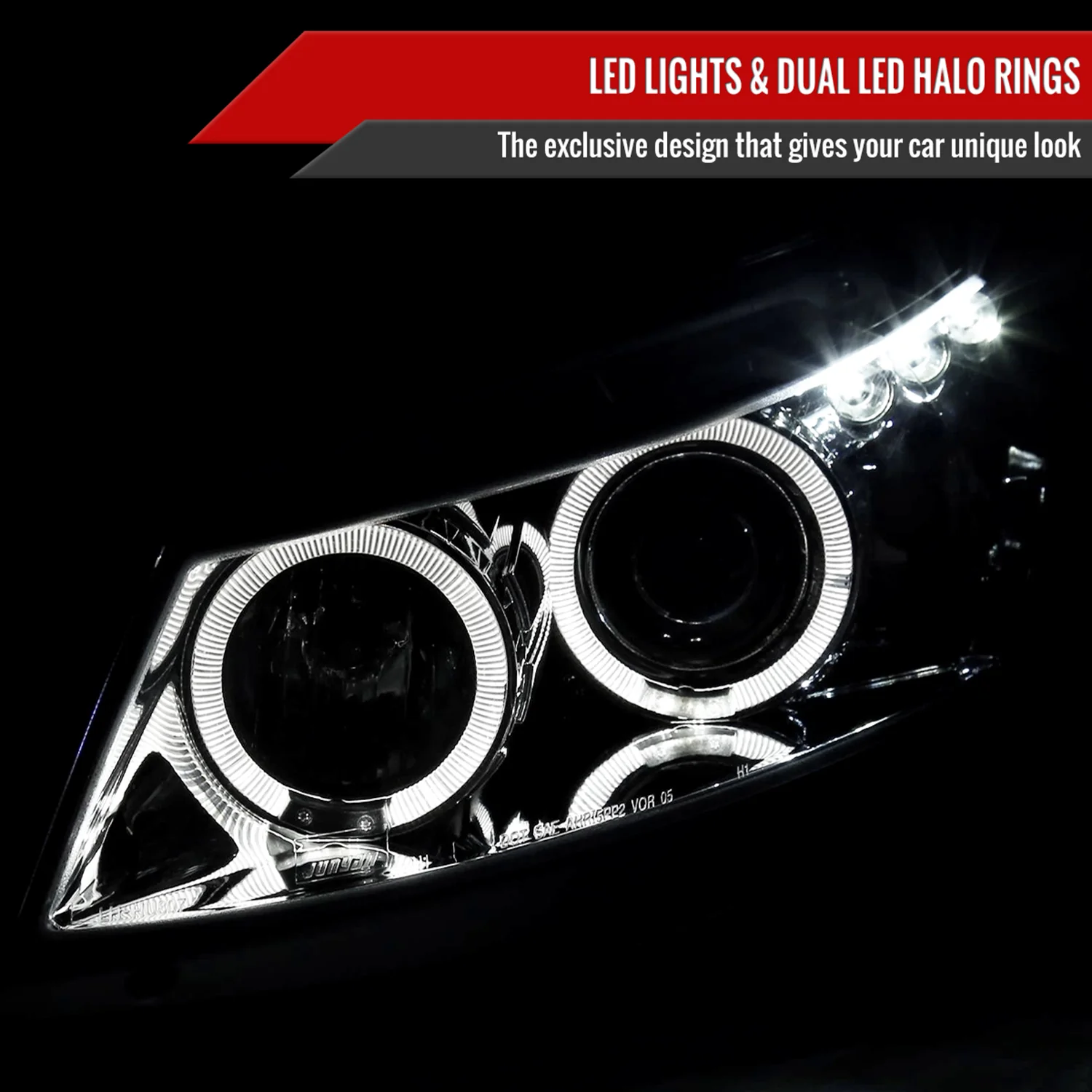 2008-2012 Honda Accord Coupe Dual Halo Projector Headlights Chrome/Clear Lens - Image 2