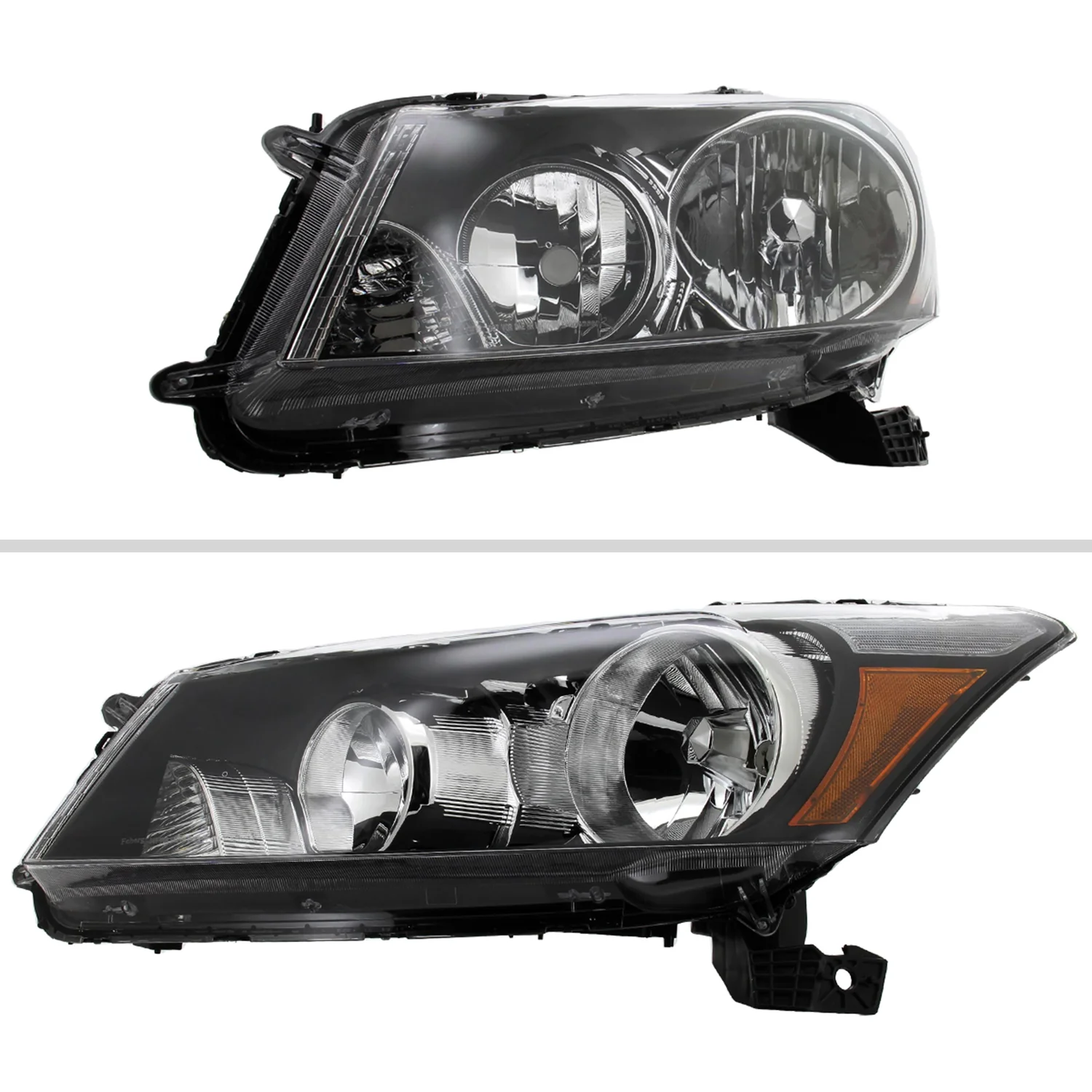 2008-2012 Honda Accord Sedan Factory Crystal Headlights Amber Reflector Black - Image 2