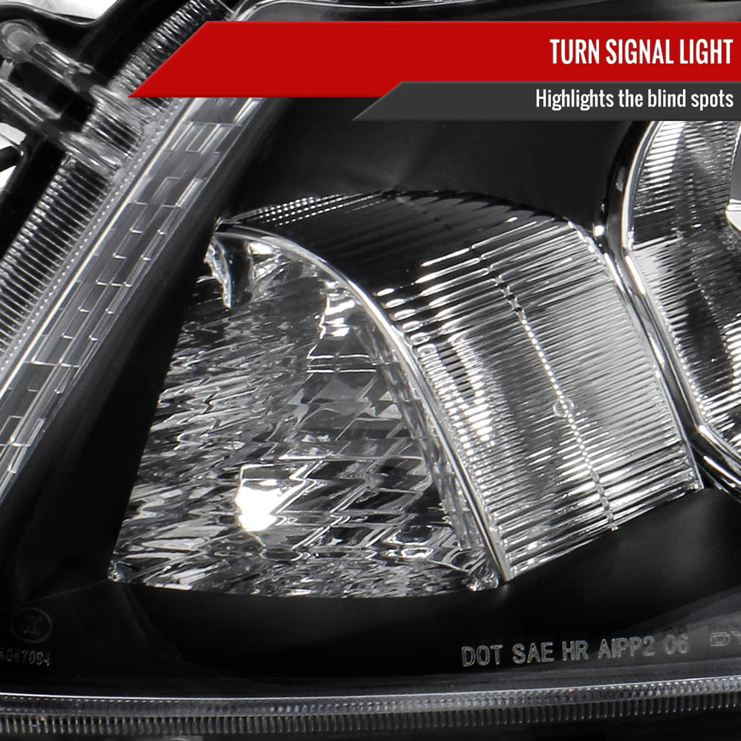 2008-2012 Honda Accord Sedan Factory Crystal Headlights Amber Reflector Black - Image 5