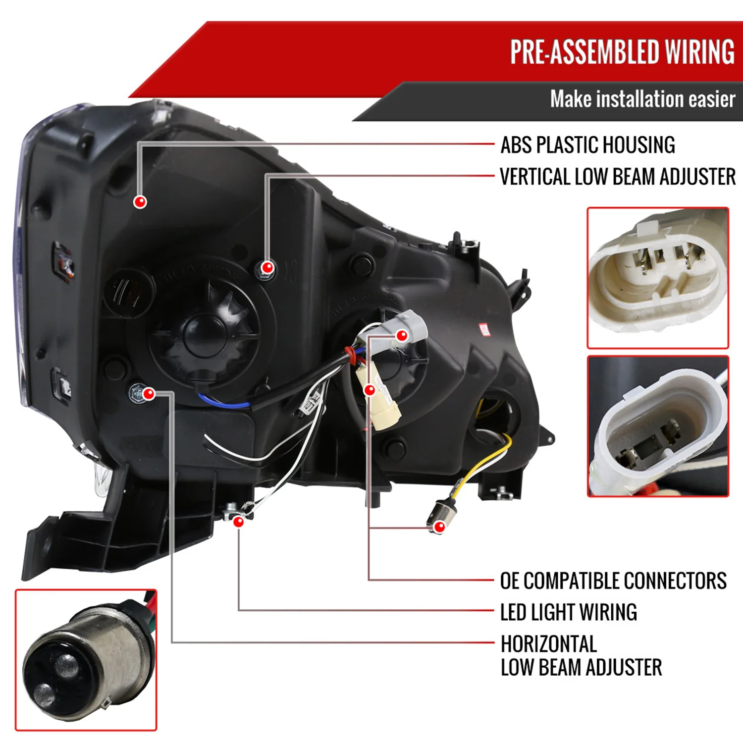 2008-2012 Honda Accord Sedan Single Halo Headlights LED Light&LED Signal Black - Image 7