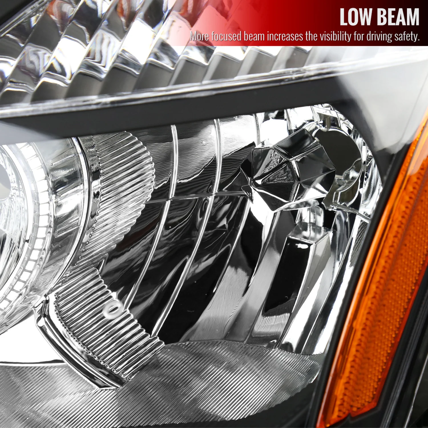 2008-2013 Nissan Rogue/Rogue Select Factory Headlights Amber Reflectors Black - Image 2