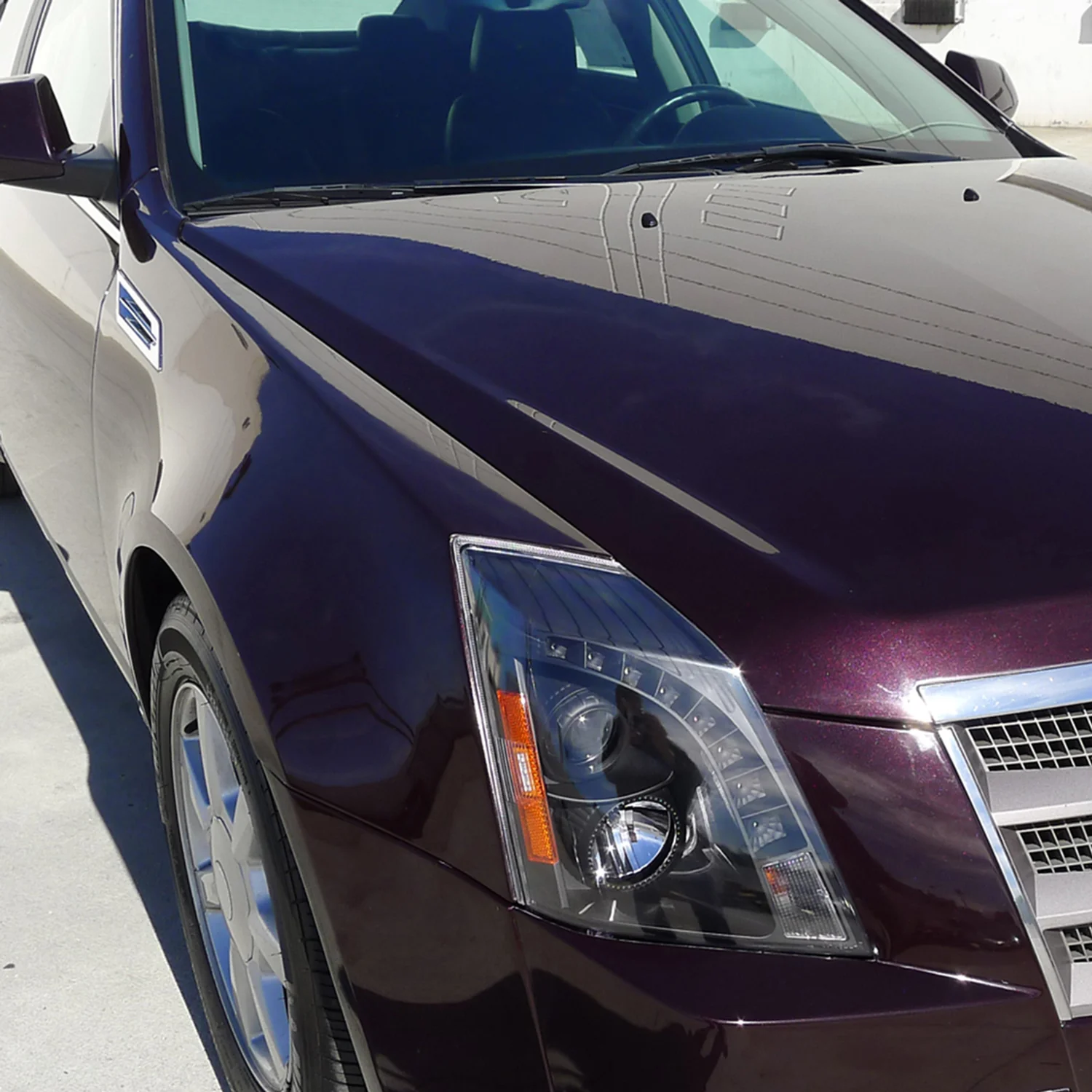 2008-2014 Cadillac CTS Projector Headlights w/LED Light Strip Matt Black/Clear - Image 9