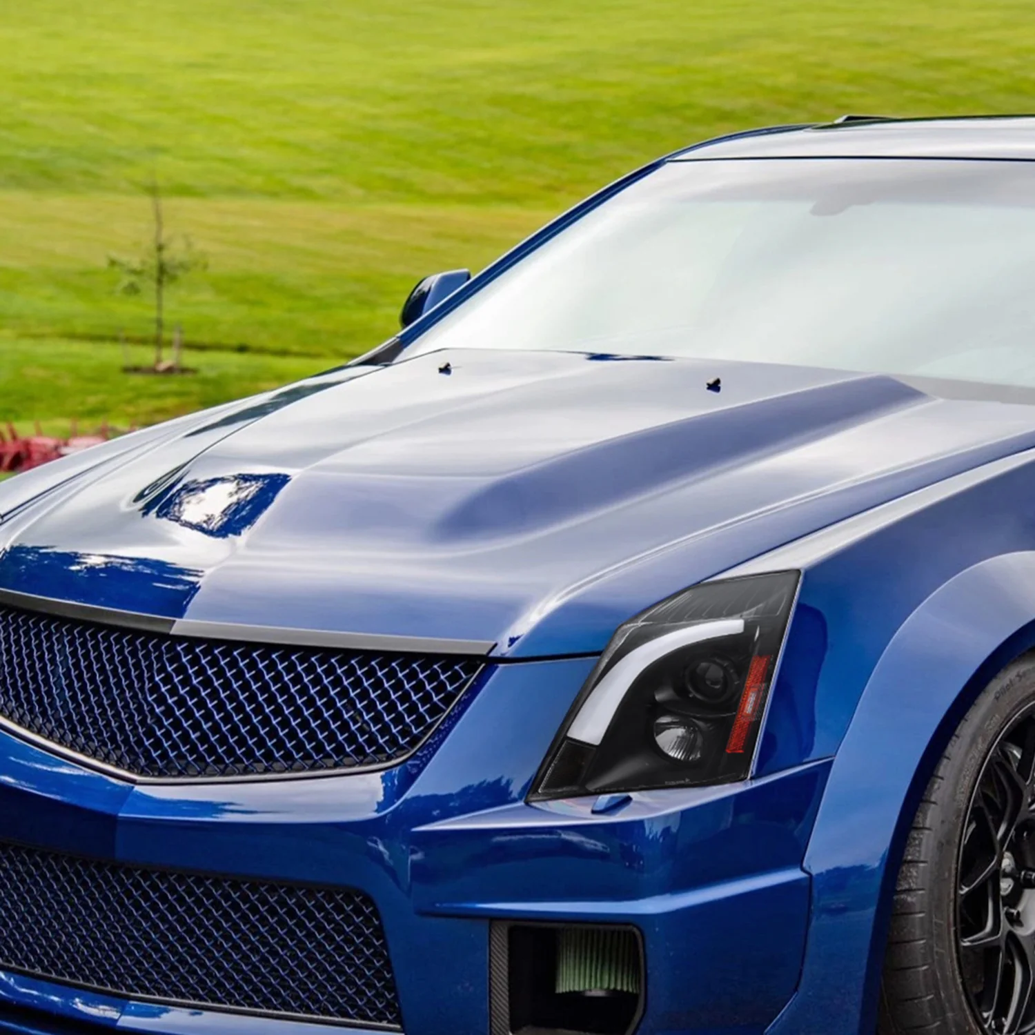2008-2014 Cadillac CTS Sequential LED Bar Projector Headlights Matt Black - Image 9