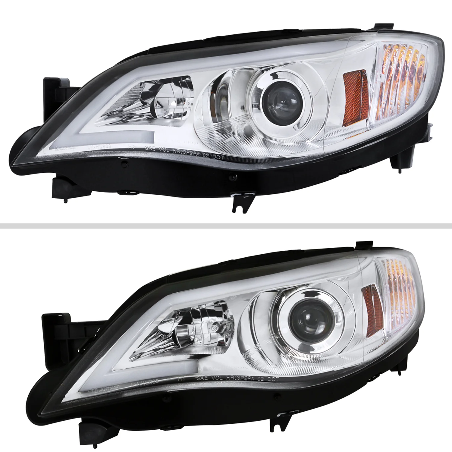 2008-2014 Subaru Impreza WRX/ 08-2011 Outback Sport LED Bar Headlights Chrome - Image 2