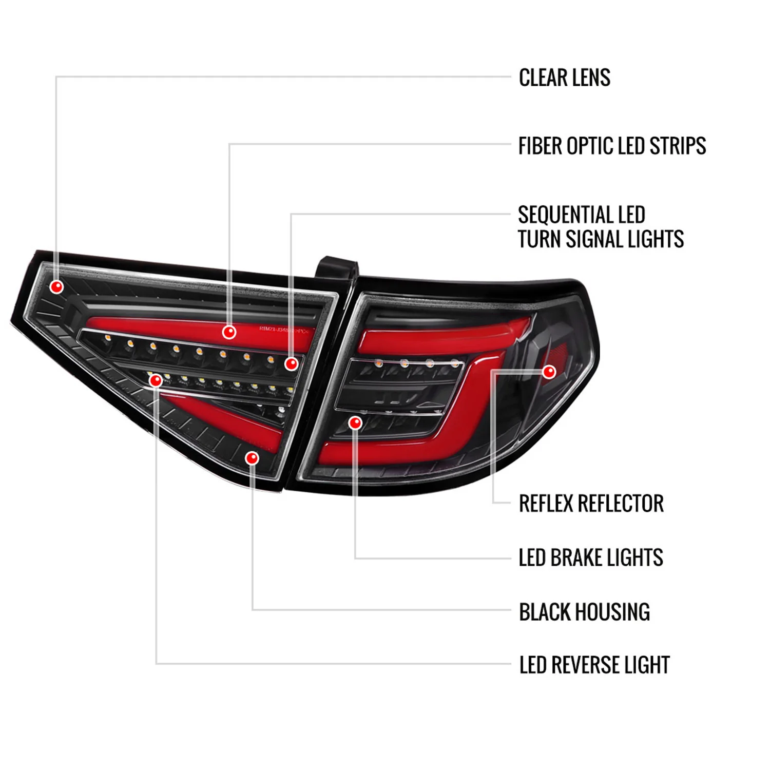 2008-2014 Subaru Impreza WRX Hatchback LED Red Tube Tail Lights Matt Black - Image 8