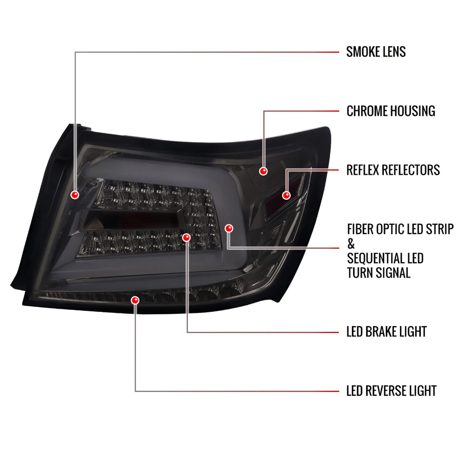 2008-2014 Subaru Impreza WRX/STI LED Turn Signal Tail lights Chrome/Smoke - Image 8