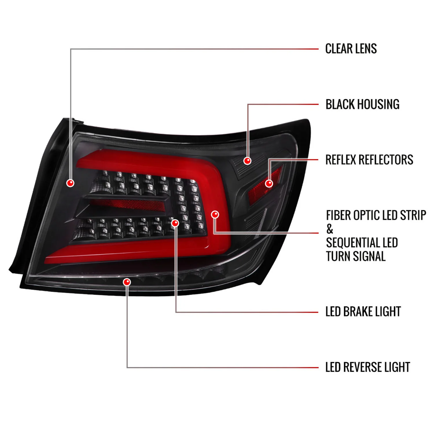 2008-2014 Subaru ImprezaWRX/STI Red LED Turn Signal Tail Lights Matt Black - Image 8