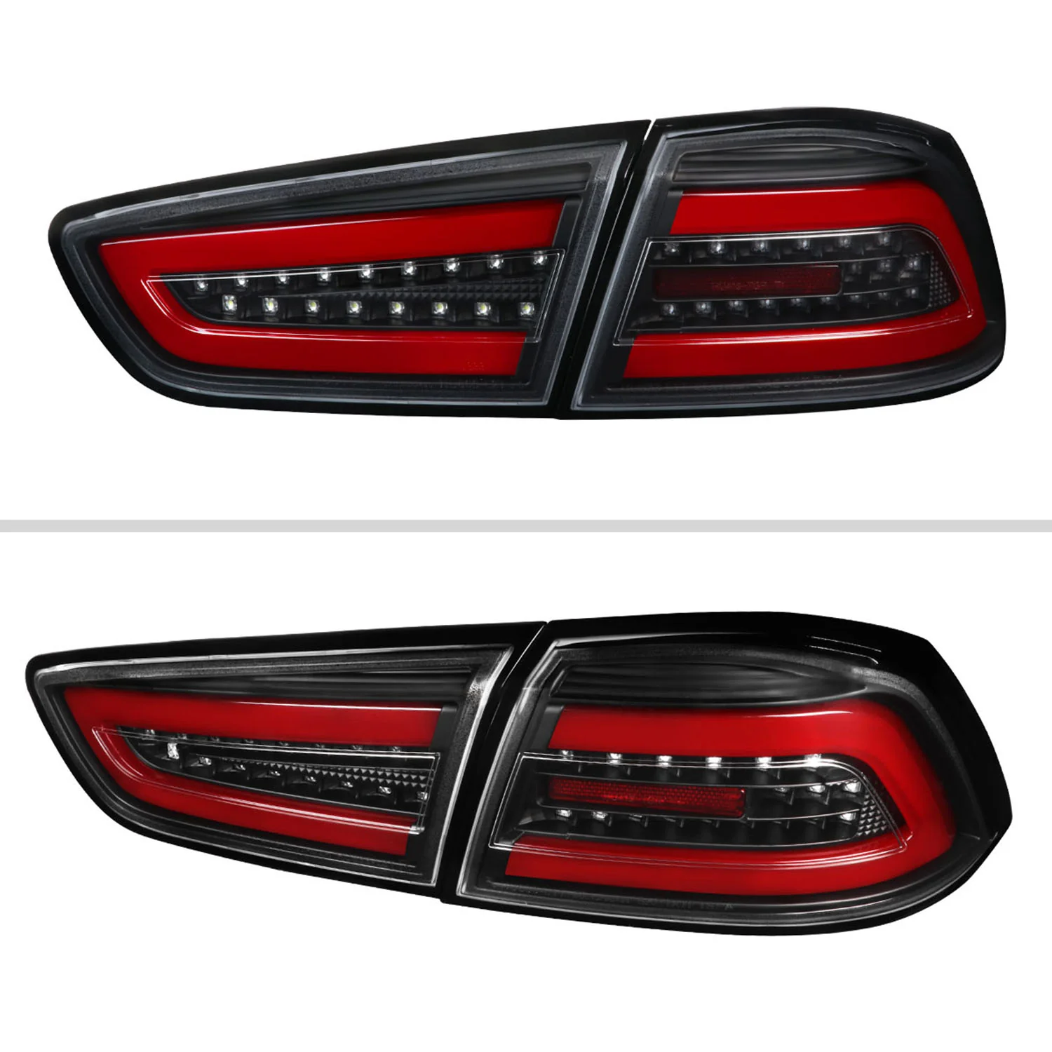 2008-2017 Mitsubishi Lancer / 08-2015 Lancer EVO X Red Bar LED Tail Lights Black - Image 2