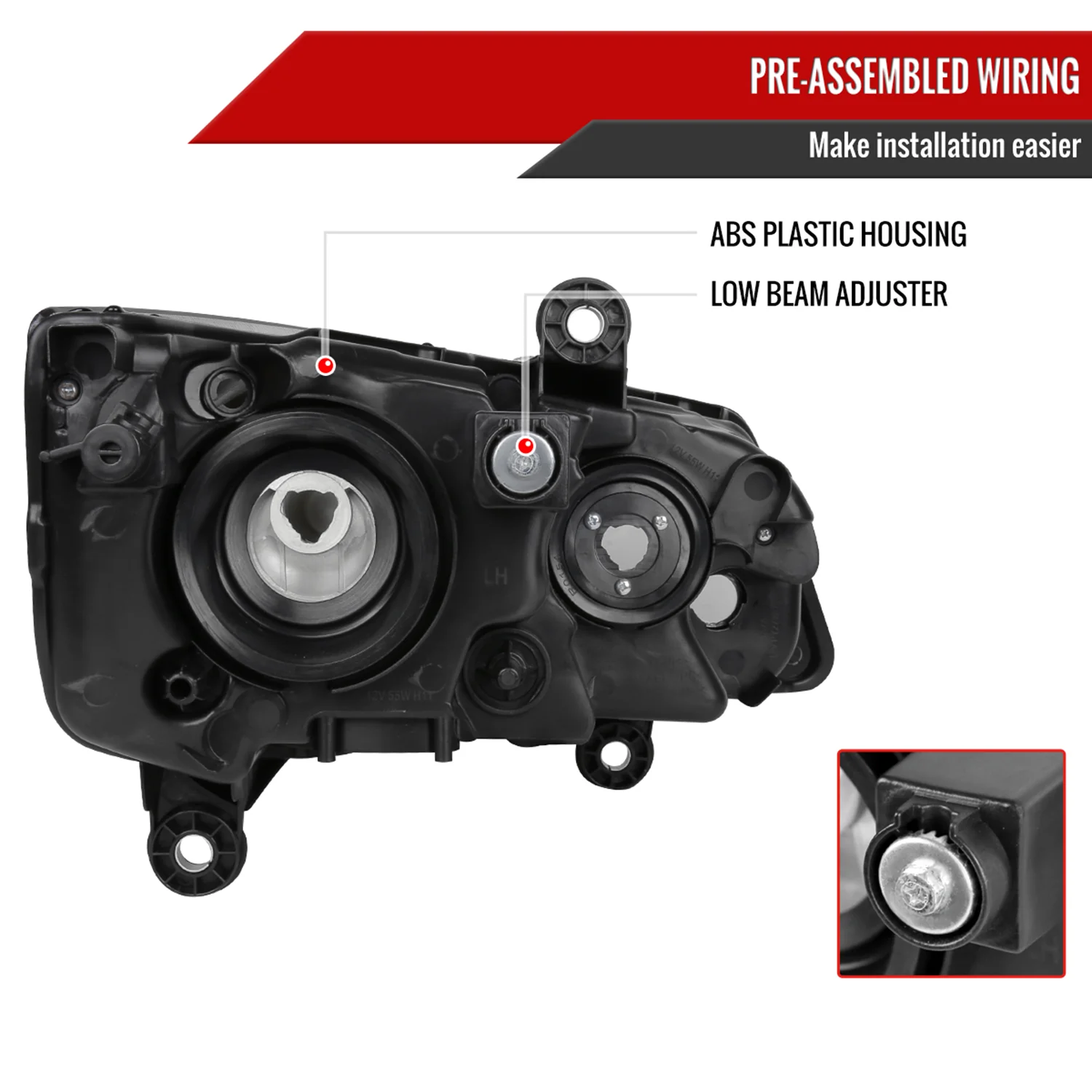 2008-2018 Dodge Grand Caravan Chrysler Town & Country Factory Headlights Black - Image 7