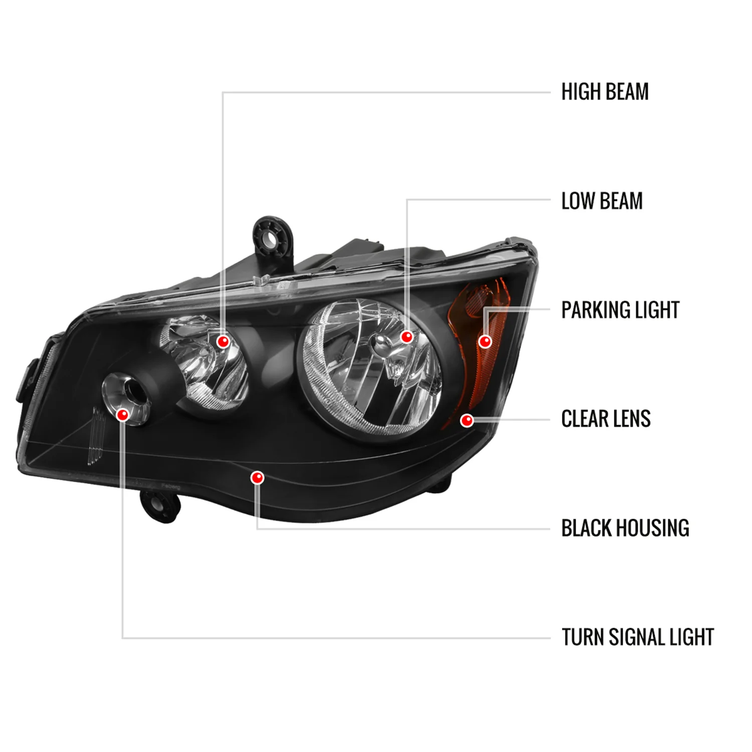 2008-2018 Dodge Grand Caravan Chrysler Town & Country Factory Headlights Black - Image 9