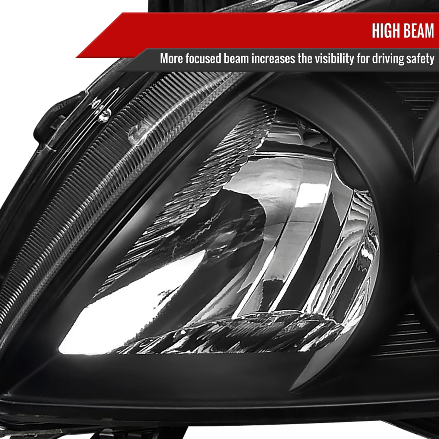 2009-2010 Toyota Corolla Factory Crystal Headlights Amber Reflector Matt Black - Image 4