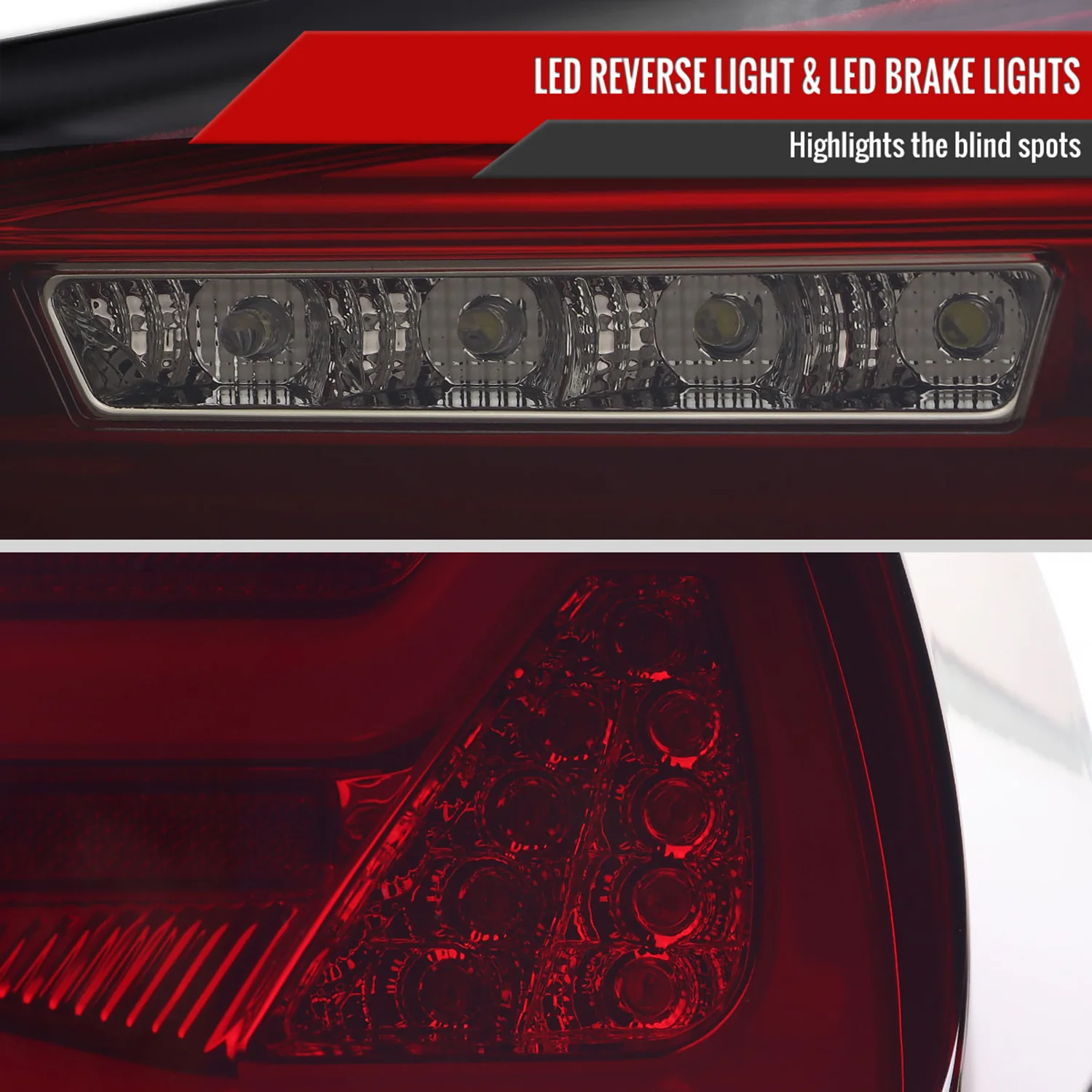 2009-2011 BMW E90 3-Series 4Dr Sedan Red LED Tail Light Chrome/Red Smoke Lens - Image 5
