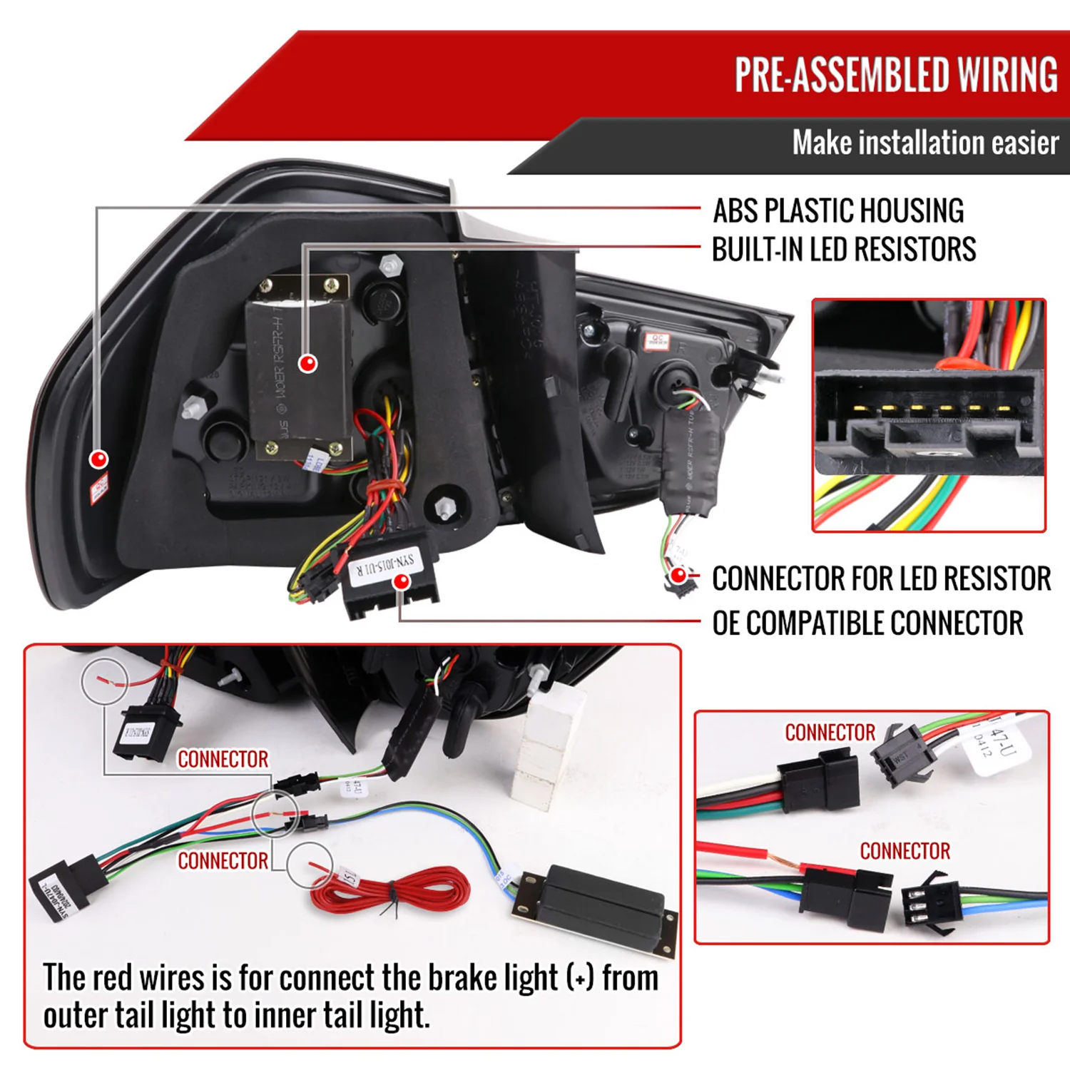 2009-2011 BMW E90 3-Series 4Dr Sedan Red LED Tail Light Glossy Black/Clear - Image 7