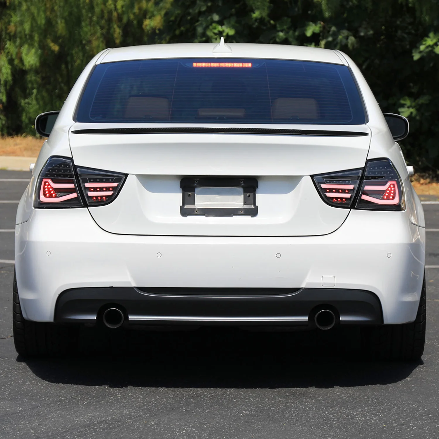 2009-2011 BMW E90 3-Series 4Dr Sedan Red LED Tail Light Matte Black/Clear Lens - Image 10
