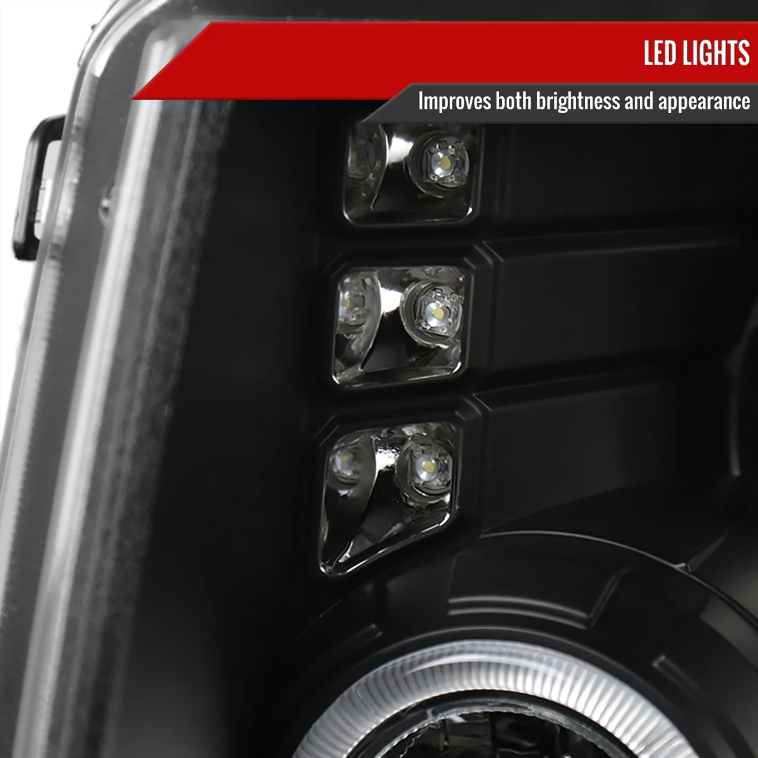 2009-2014 Ford F-150 Dual Halo Projector Headlights Matte Black/Clear Lens - Image 6