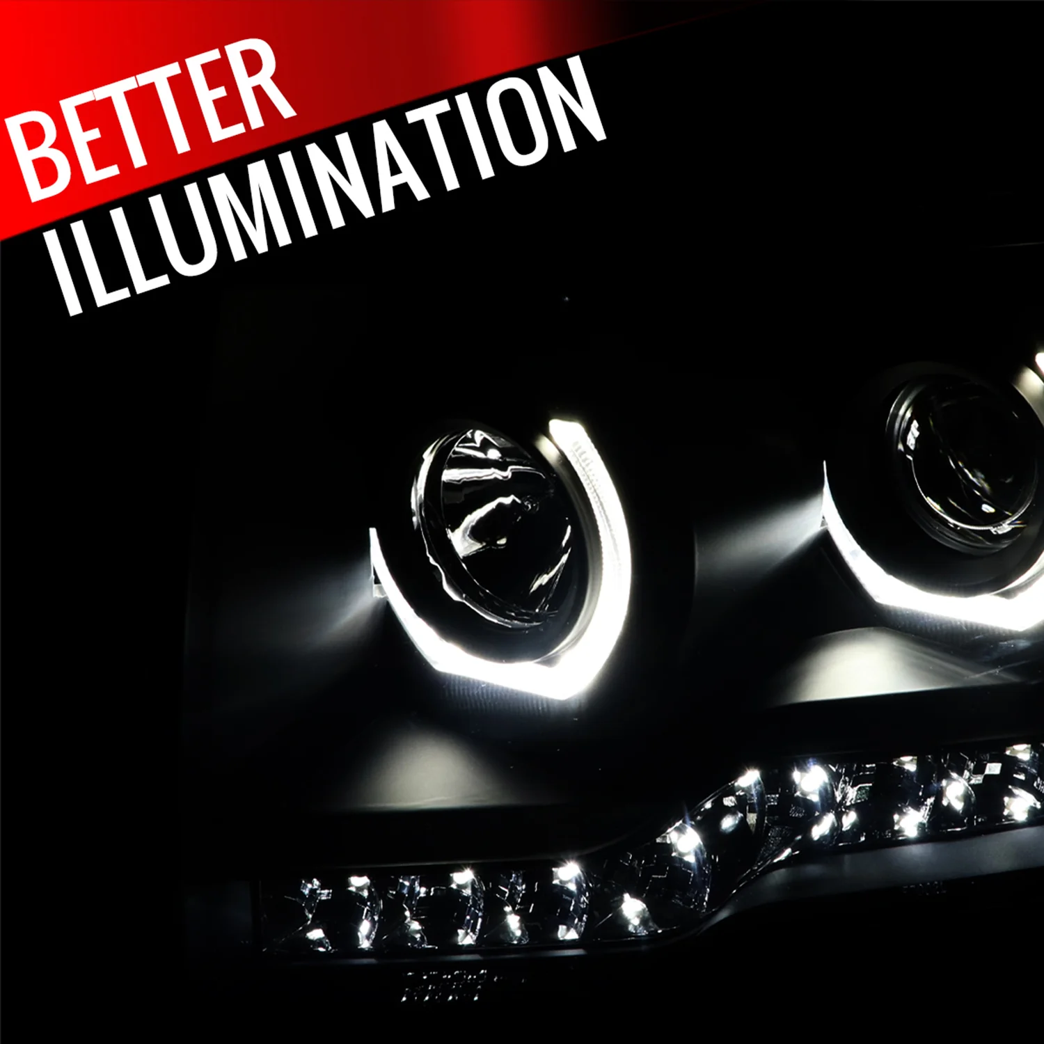 2009-2014 Ford F-150 Dual U-Ring Halo Projector Headlights LED Light Smoke - Image 2