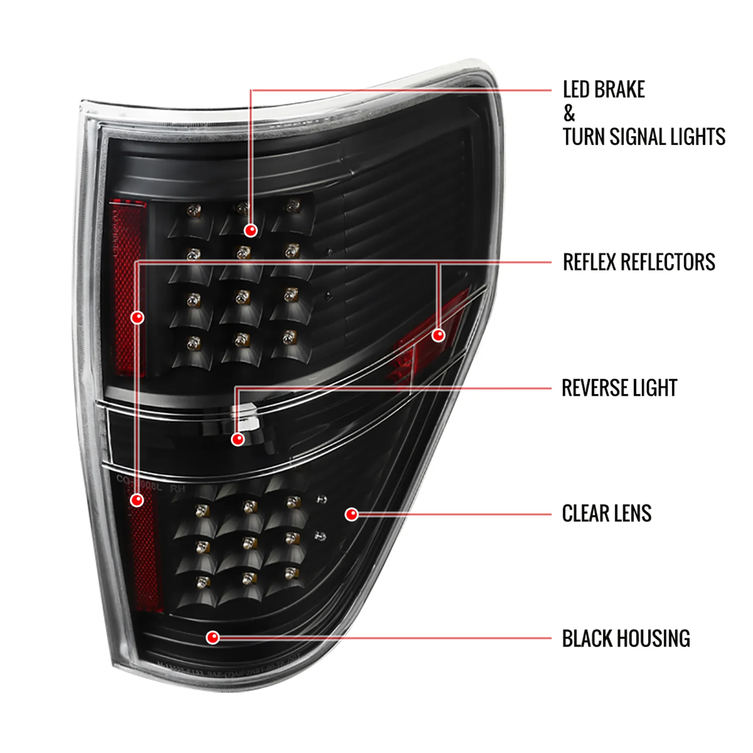 2009-2014 Ford F-150 LED Tail Lights - OZ Matte Black Housing/Clear Lens - Image 9