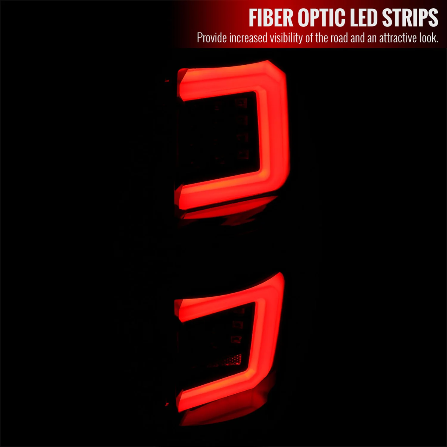 2009-2014 Ford F-150 Red C-Bar LED Tail Lights Jet Black Housing/Clear Lens - Image 2