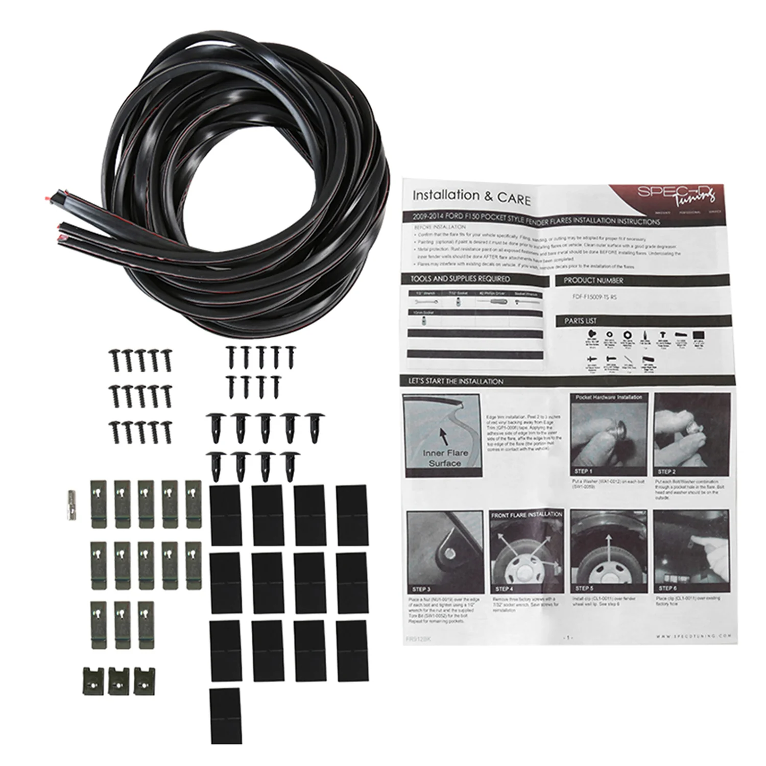 2009-2014 Ford F-150 Styleside Textured Rivet Style Fender Flares - Image 9