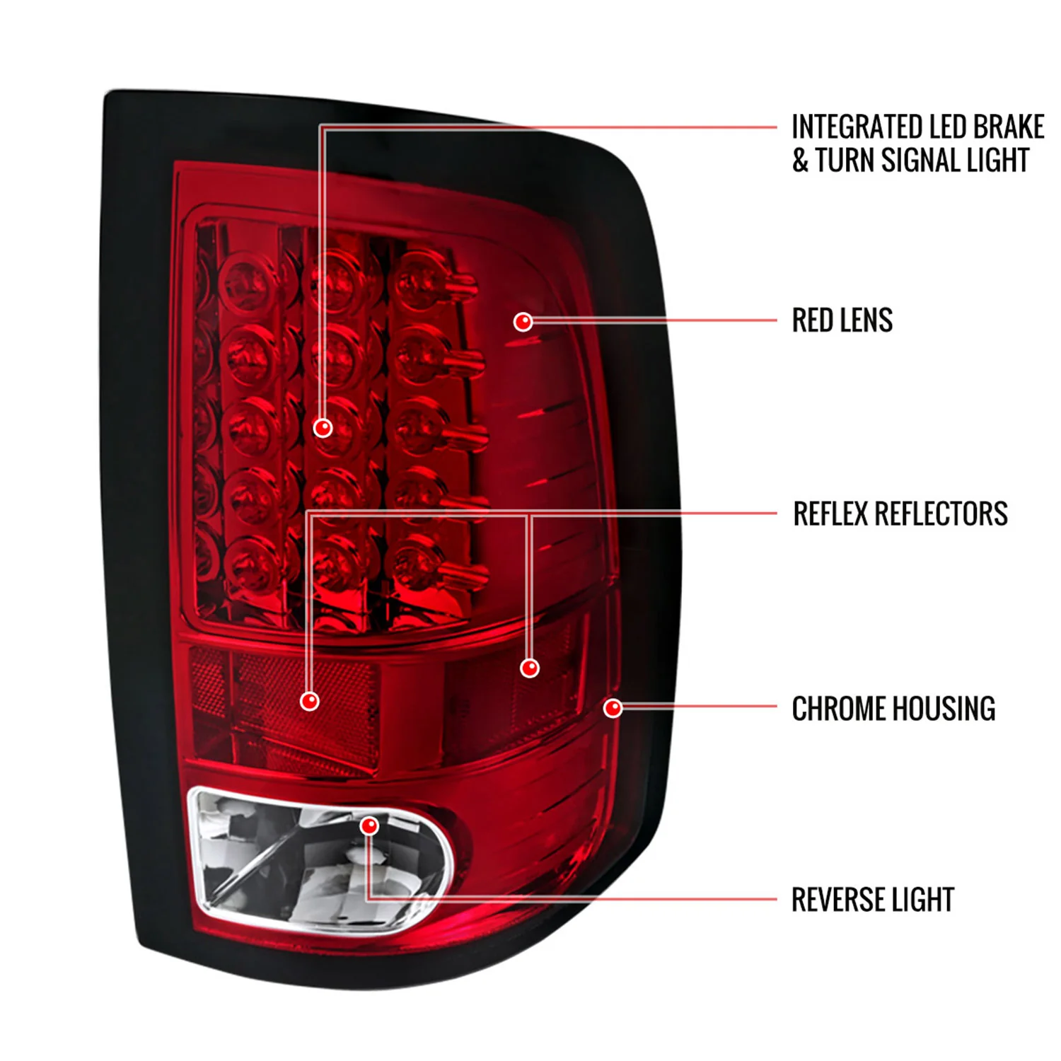 2009-2018 Dodge RAM 1500 2500 3500 LED Tail Lights Chrome/Red - Image 8