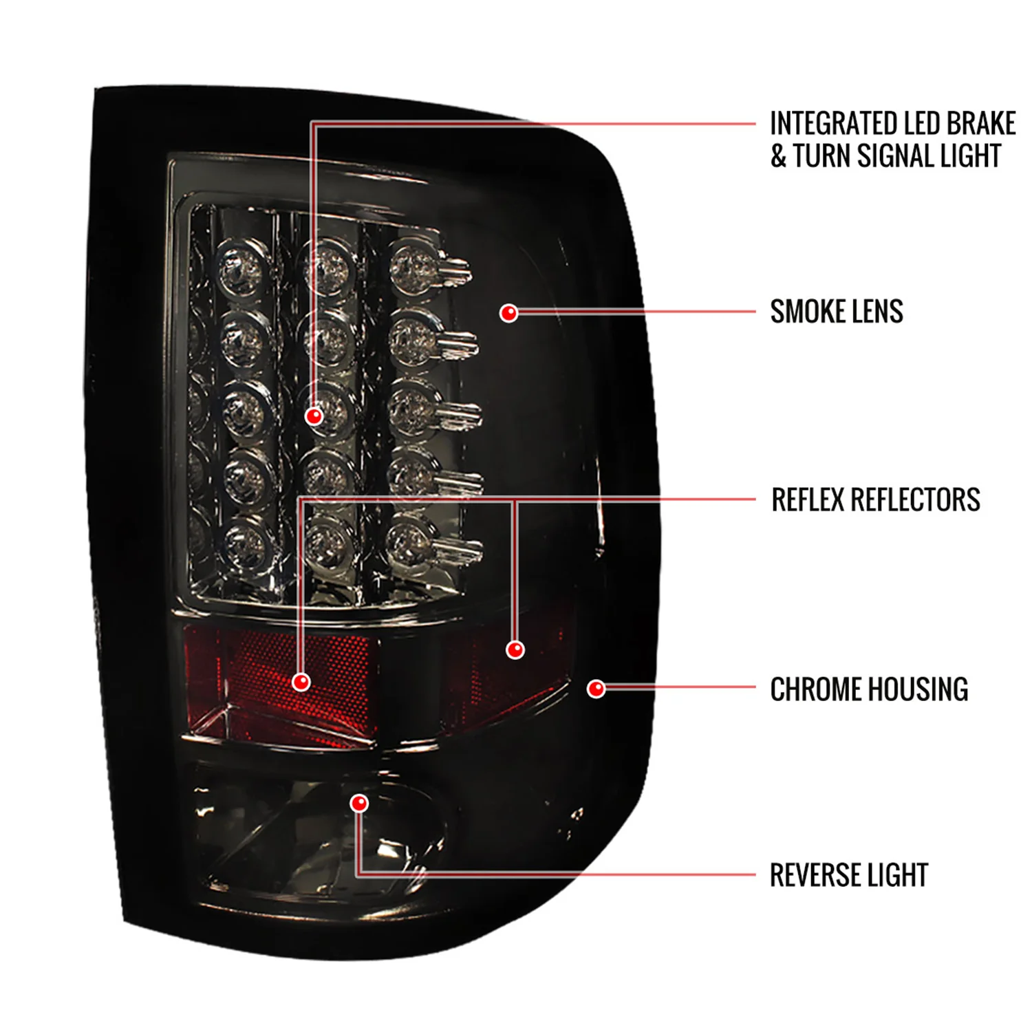 2009-2018 Dodge RAM 1500 2500 3500 LED Tail Lights Chrome/Smoke - Image 8