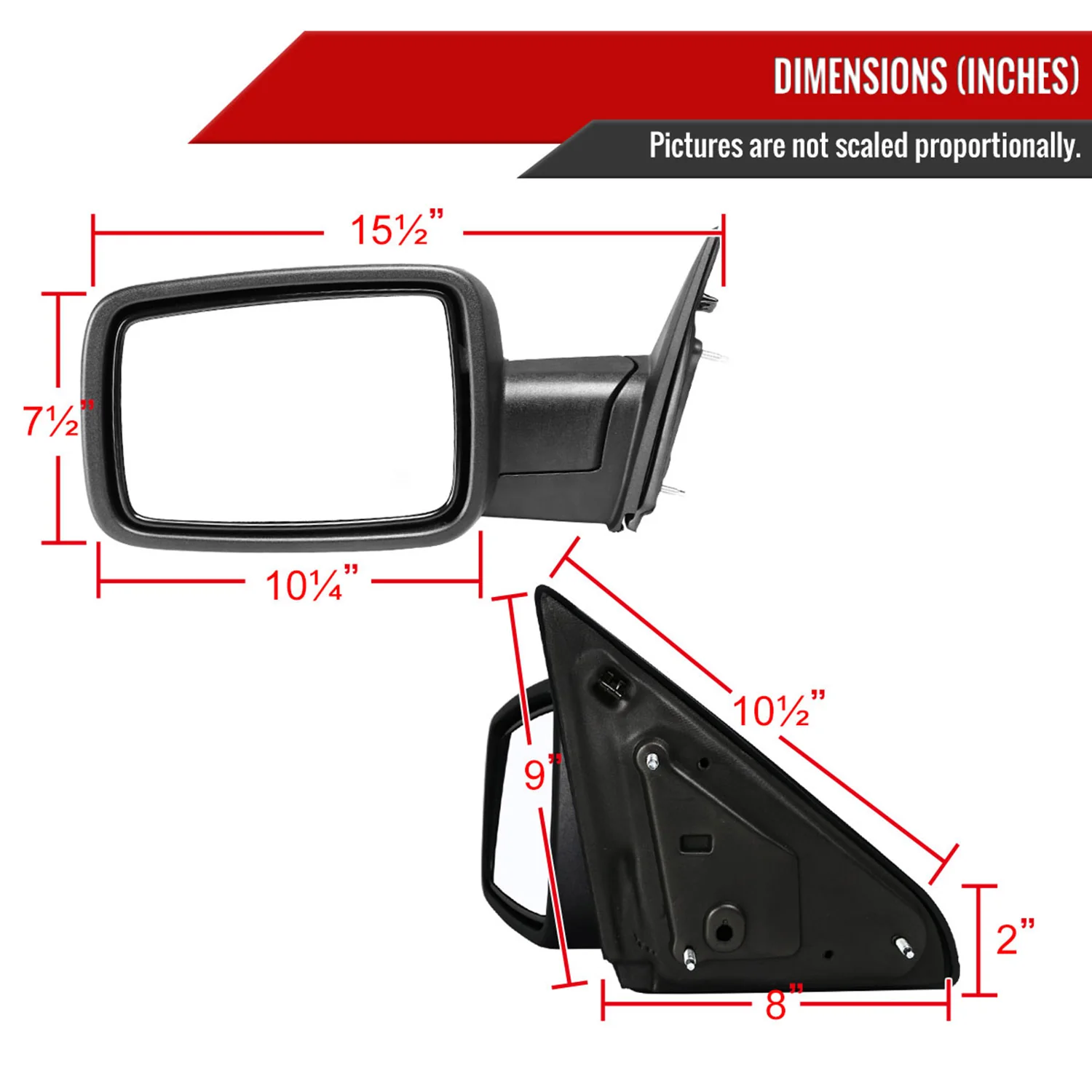 2009-2018 Dodge RAM 1500 /RAM 1500 Classic Black Manual Side Mirror Driver - Image 9